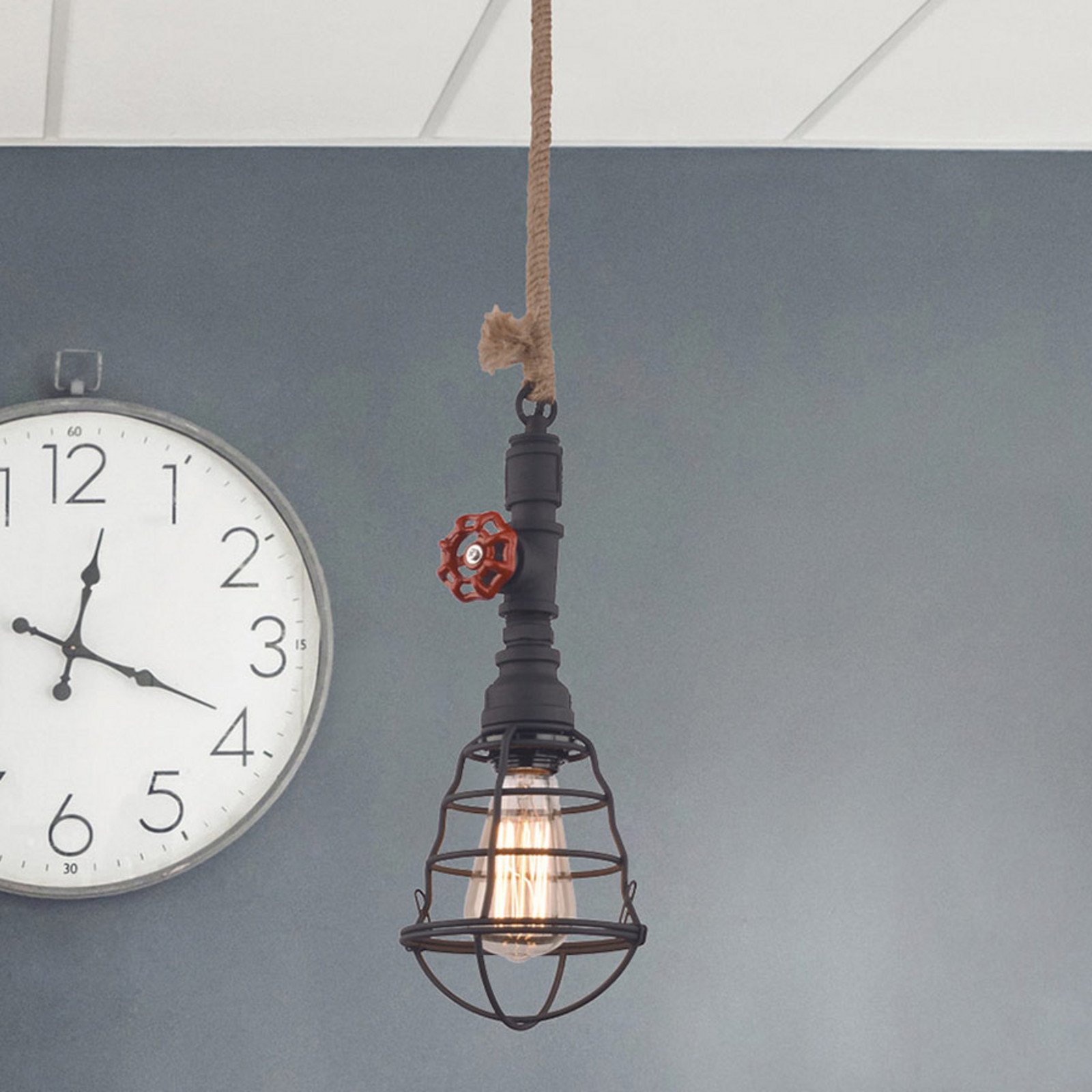 Näve Lampă suspendată design industrial negru - Camera de zi / sufragerie - Metal