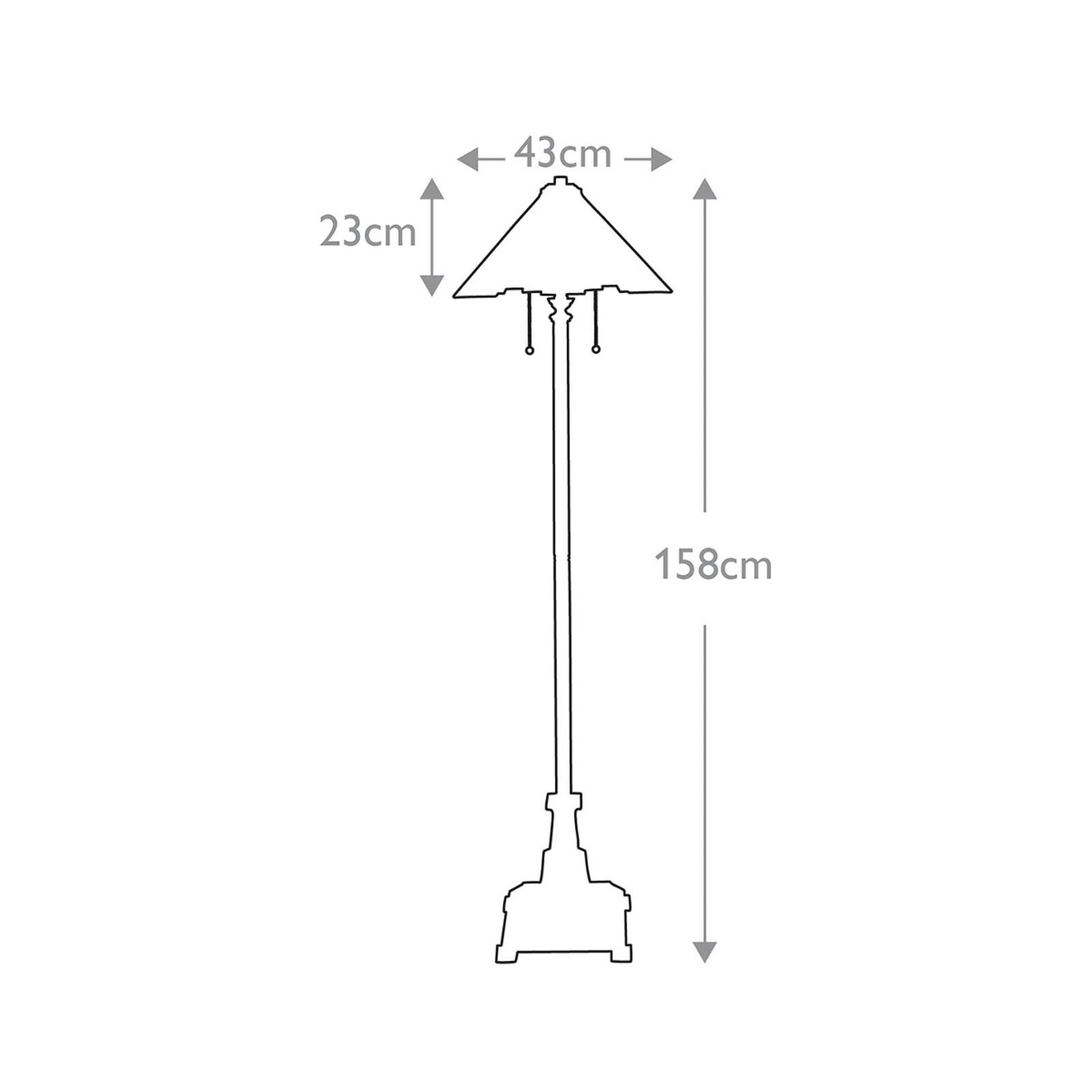 Lampa stojąca Inglenook, styl Tiffany, brąz, wysokość 158 cm