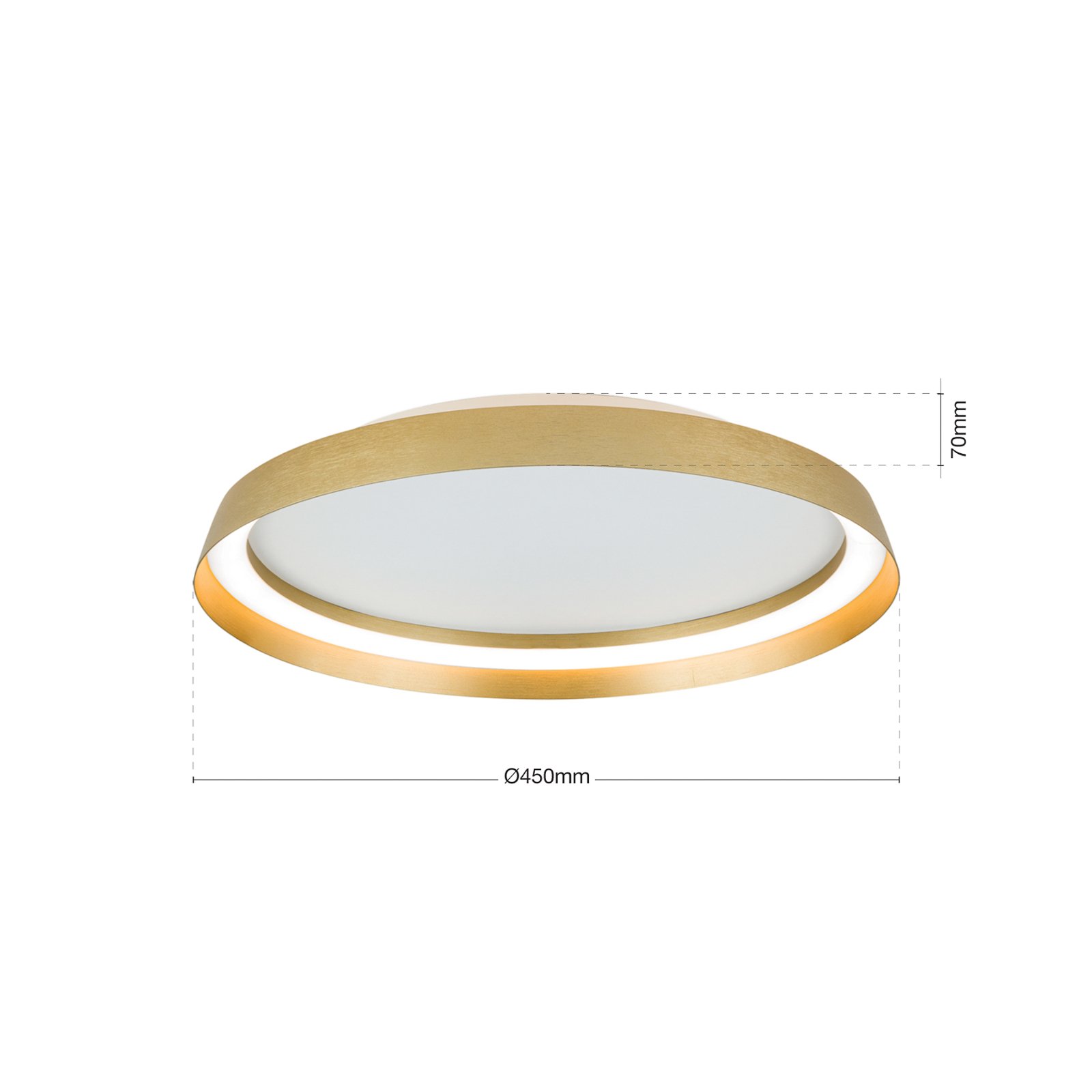 LED ceiling lamp Manta, Ø 45 cm, gold-coloured, aluminium, up/down