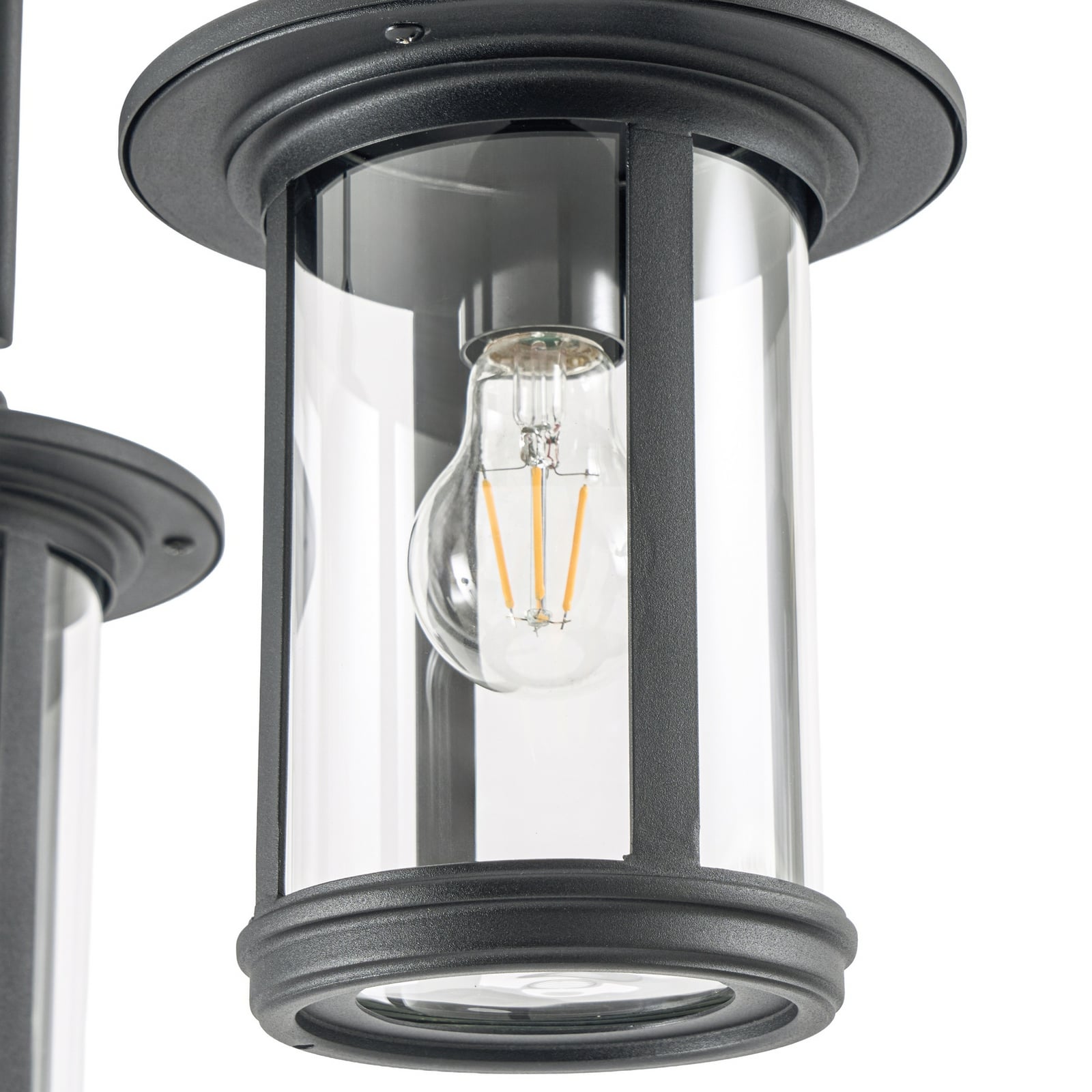 Lindby Außenleuchte Zayn, schwarz, 3-flg., Höhe 220 cm, IP65