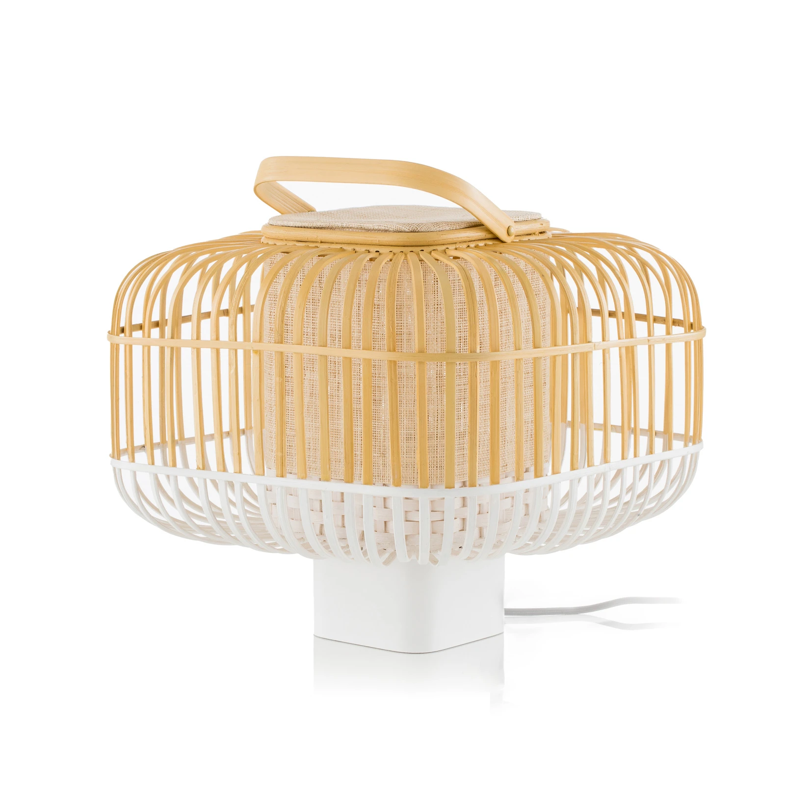 Stolní lampa Forestier Bamboo Square S v bílé barvě