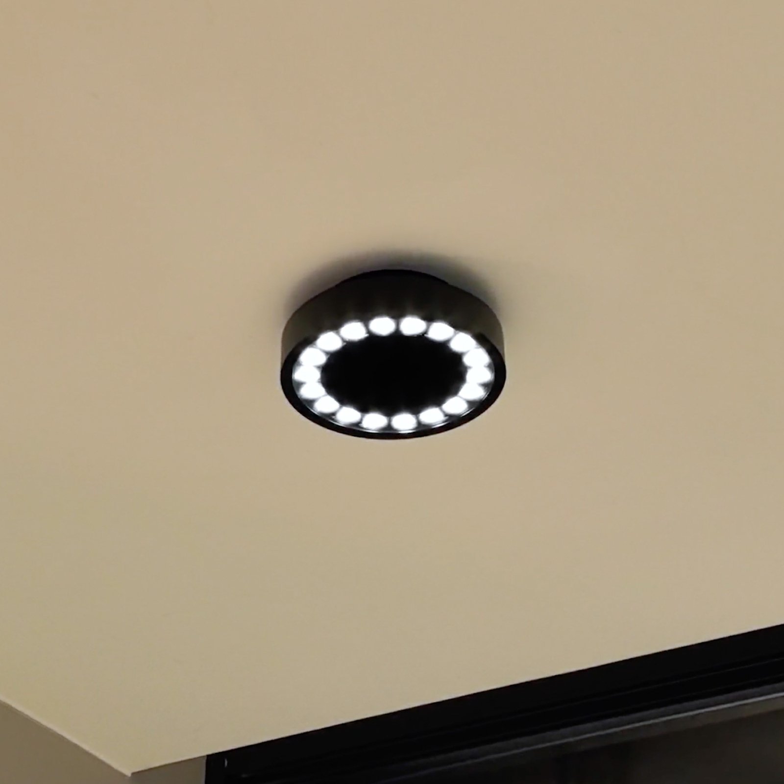 Lucande LED външно осветление за таван Roran, черно, Ø 18 cm, IP65
