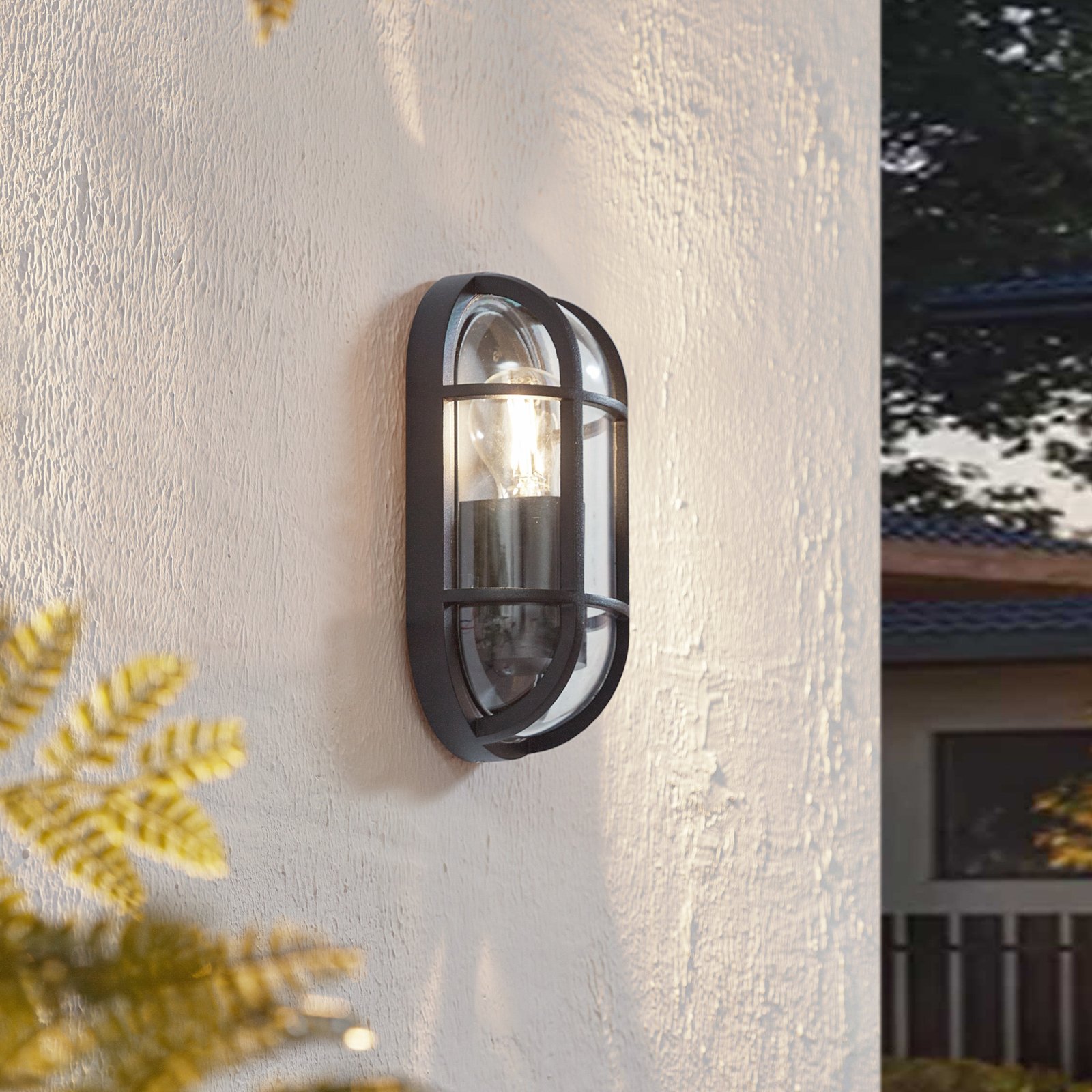 Lucande Serine outdoor wall light, height 27.1 cm, black