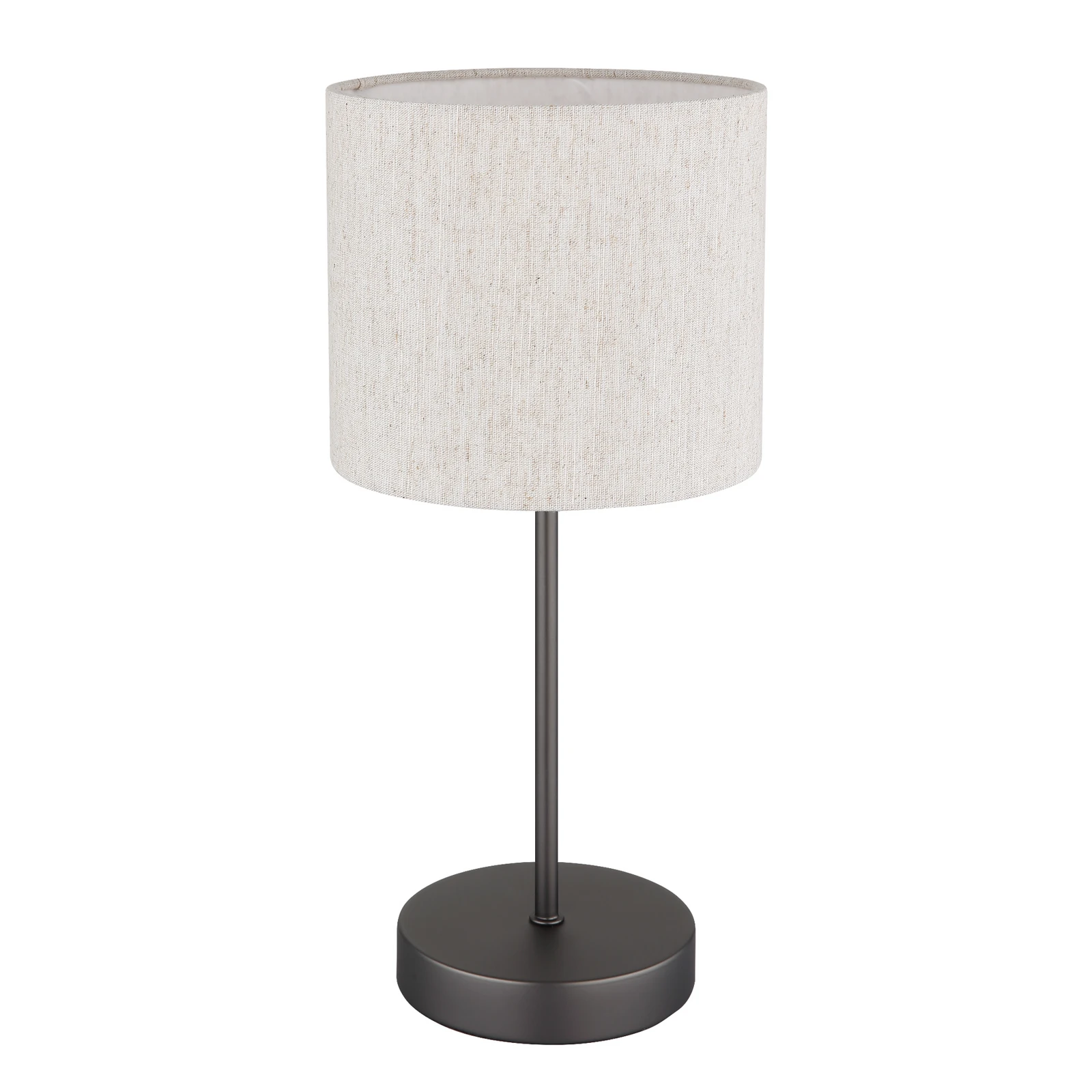 Lampa stołowa Thea, kremowo-czarna matowa, len, wysokość 37 cm