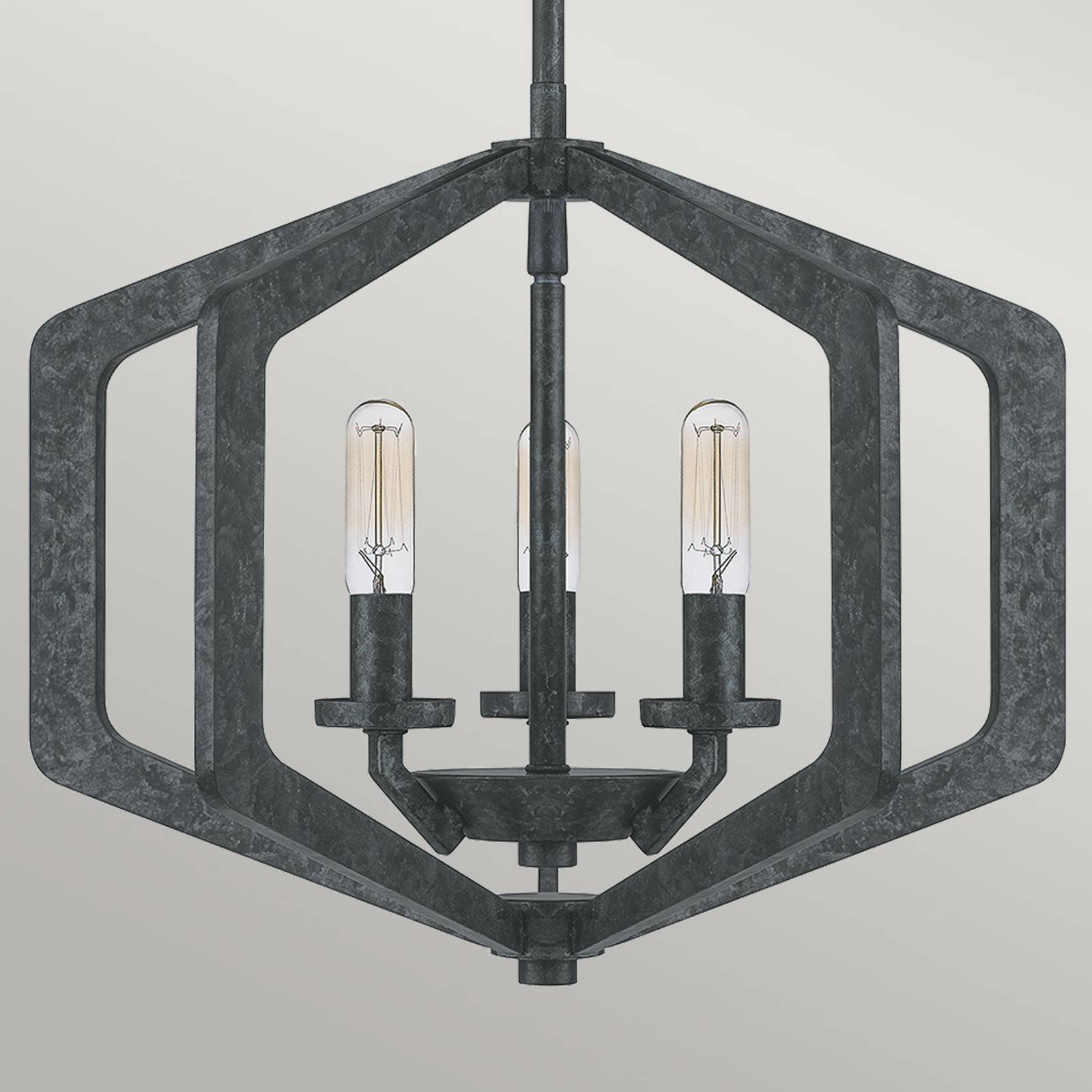 QUOIZEL Vanguard hanging light, old black, 3-bulb