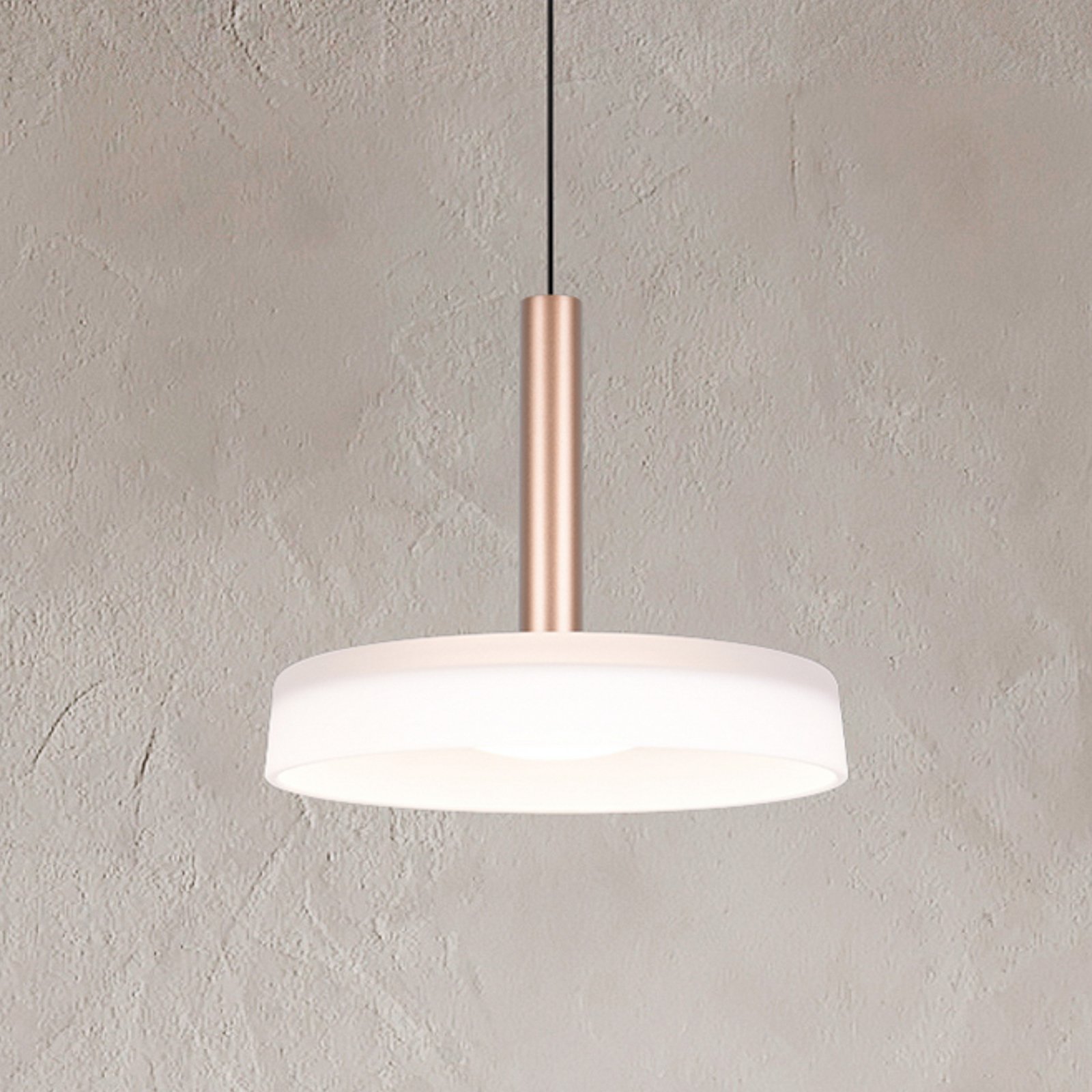 Celeste LED pendant light, white/brown, Ø 22 cm, glass, dimmable