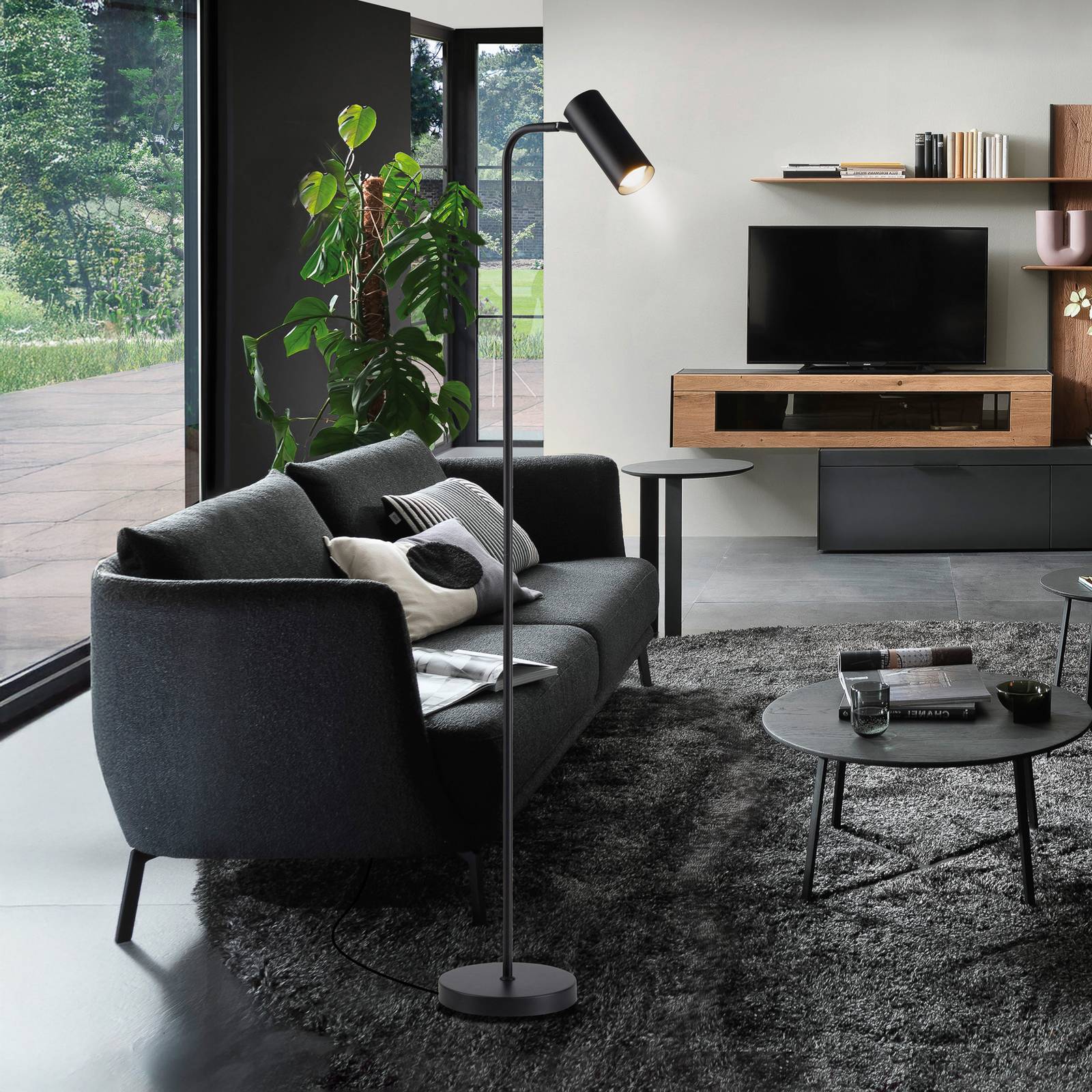  Schöner Wohnen Stehleuchte Rik, Schwarz, Höhe 140 Cm, Metall, Gu10-led 