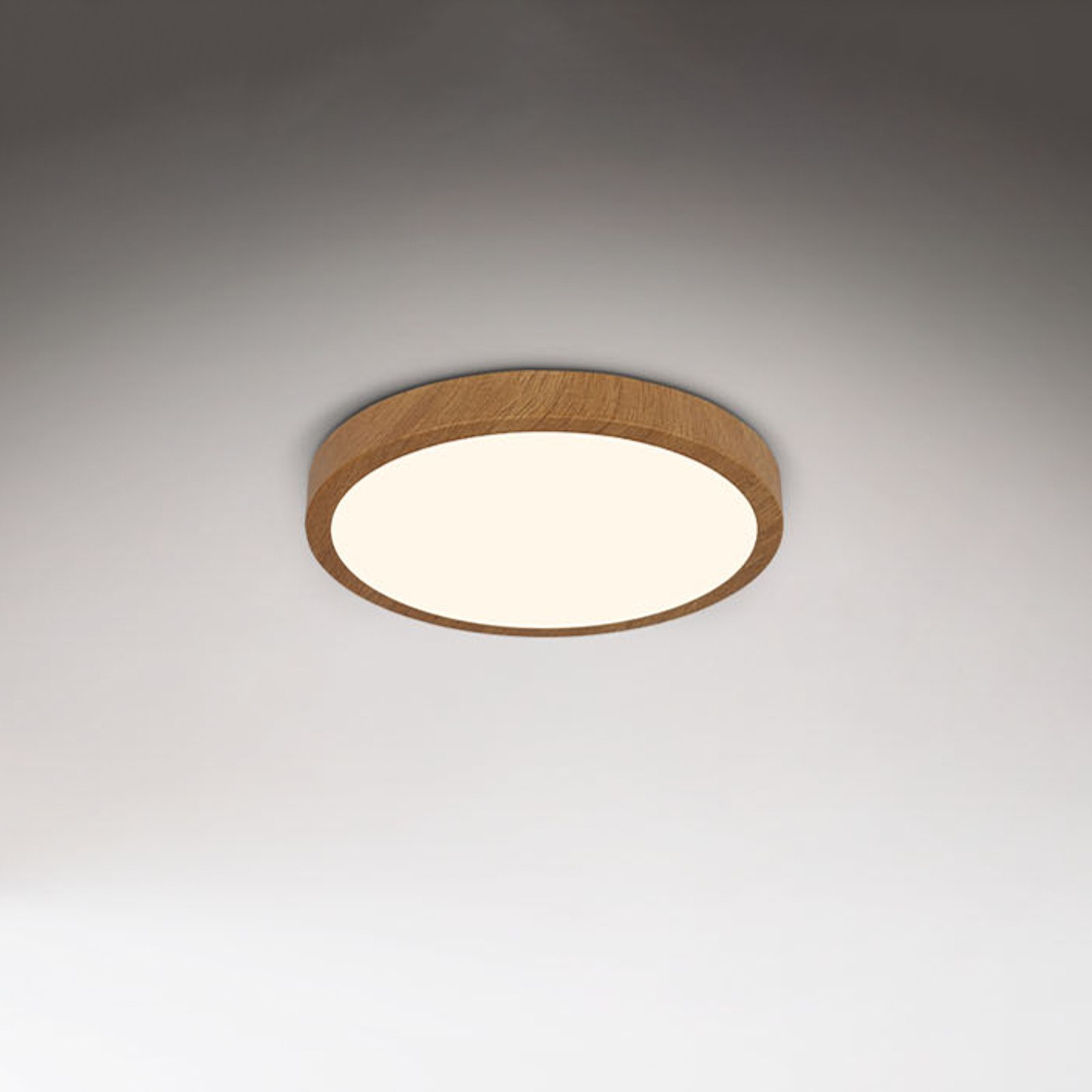 LED griestu lampa Runa Wood koka izskats 3000 K Ø38cm