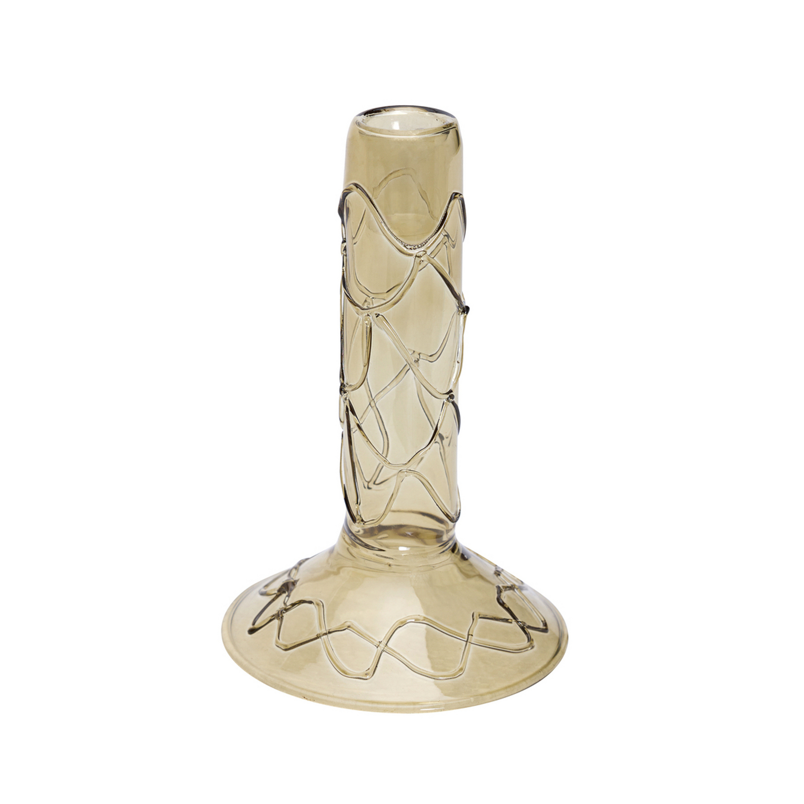 Portavelas Doodle verde oliva, 17 cm de altura - Hübsch