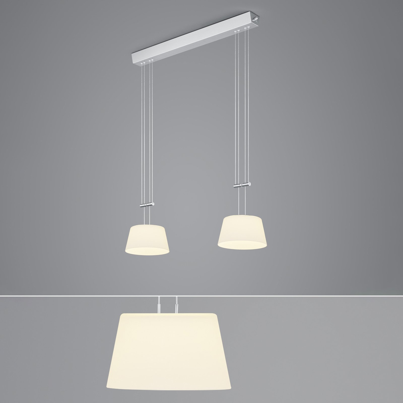 BANKAMP LED hanglamp, 2-lamps, nikkel