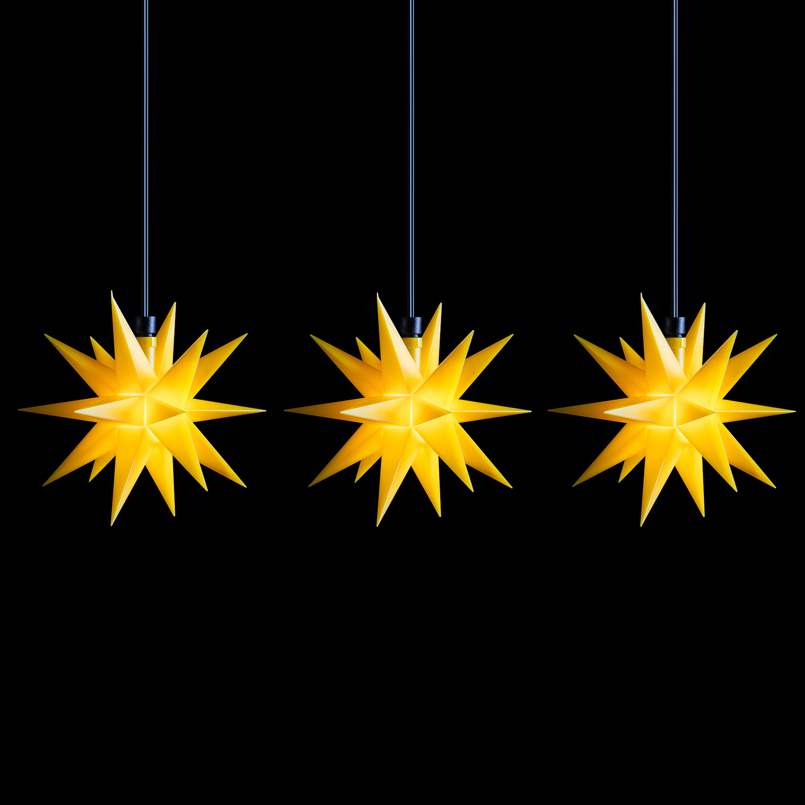 Mini star outdoor LED string lights 3-bulb yellow