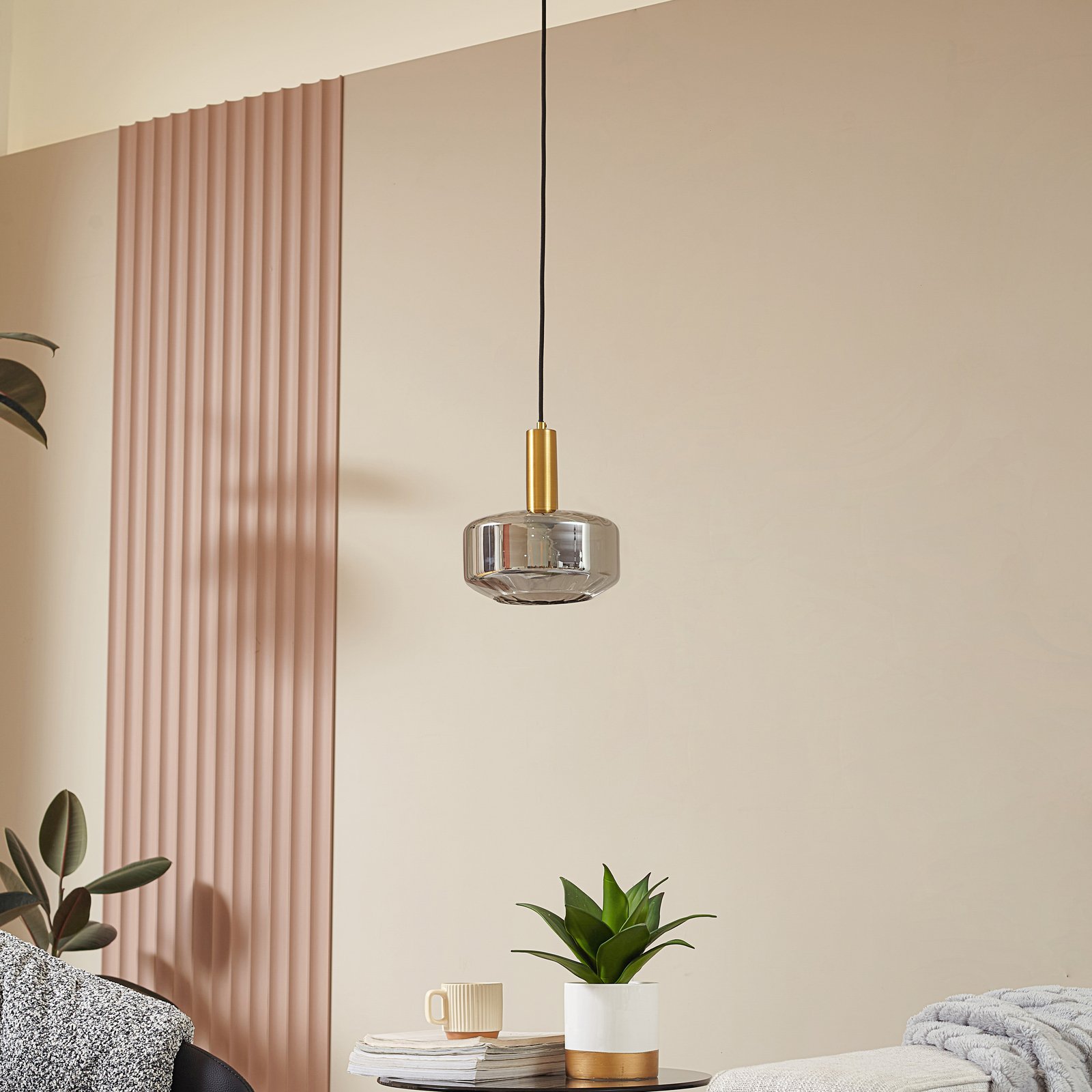 Hildur Hängeleuchte Ø 22 cm rauchgrau einflammig Glas - Lindby