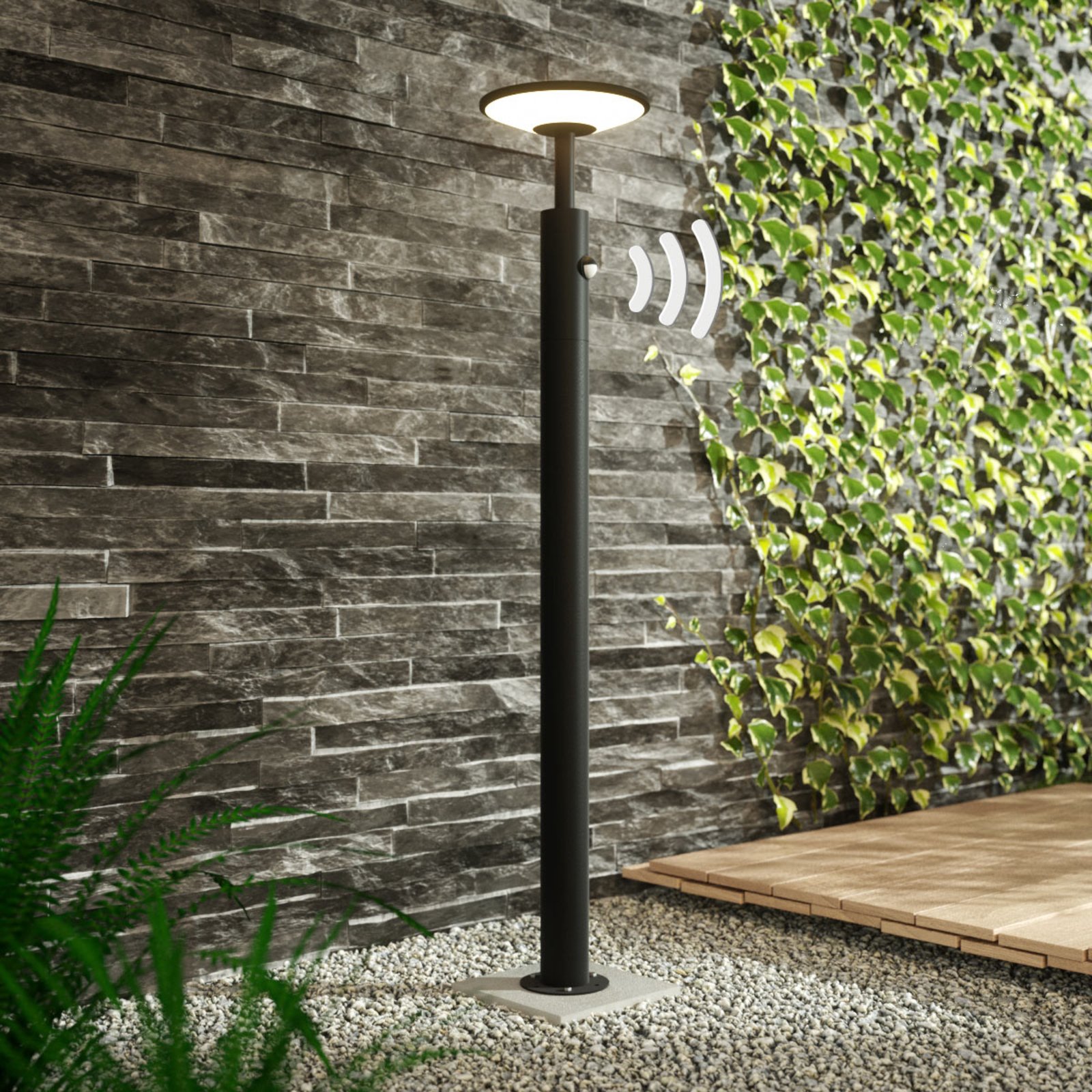 Fenia Lampe de Jardin w/Sensor Anthracite/Opal - Lucande