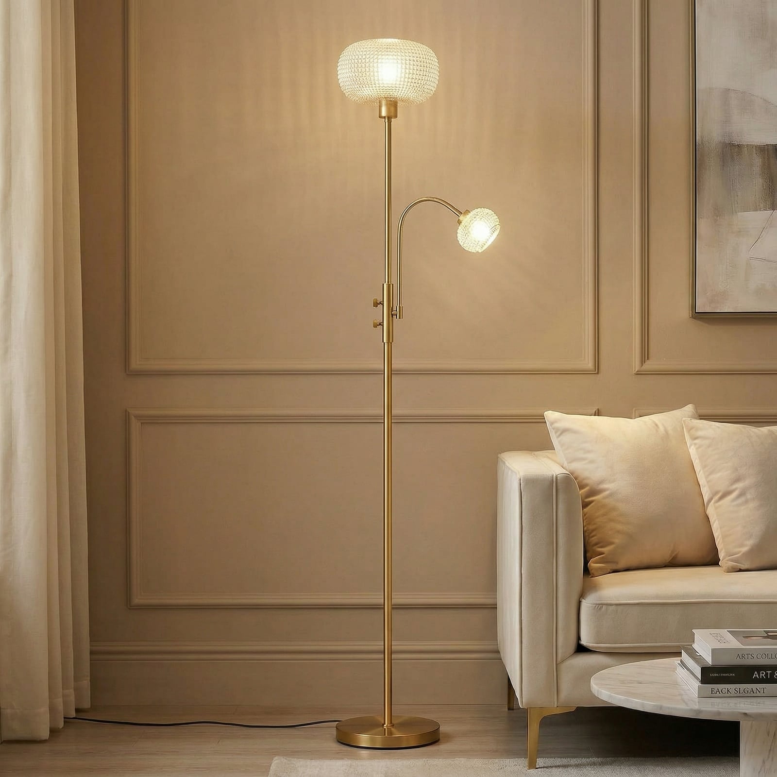 Aliette Vloerlamp Goud/Amber - Lindby Aliette Vloerlamp Goud/Amber - Lindby