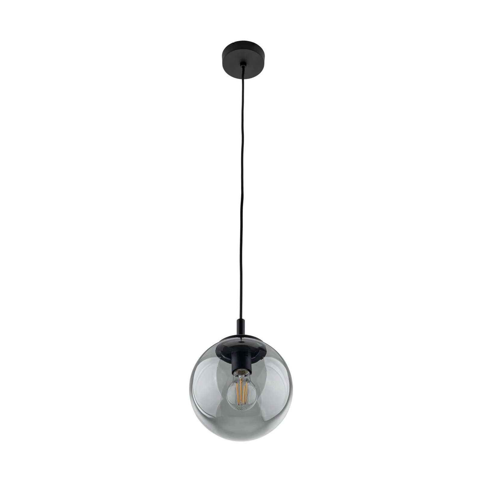 Esme hengelampe, Ø 30 cm, røykgrå, glass, kuppel, E27
