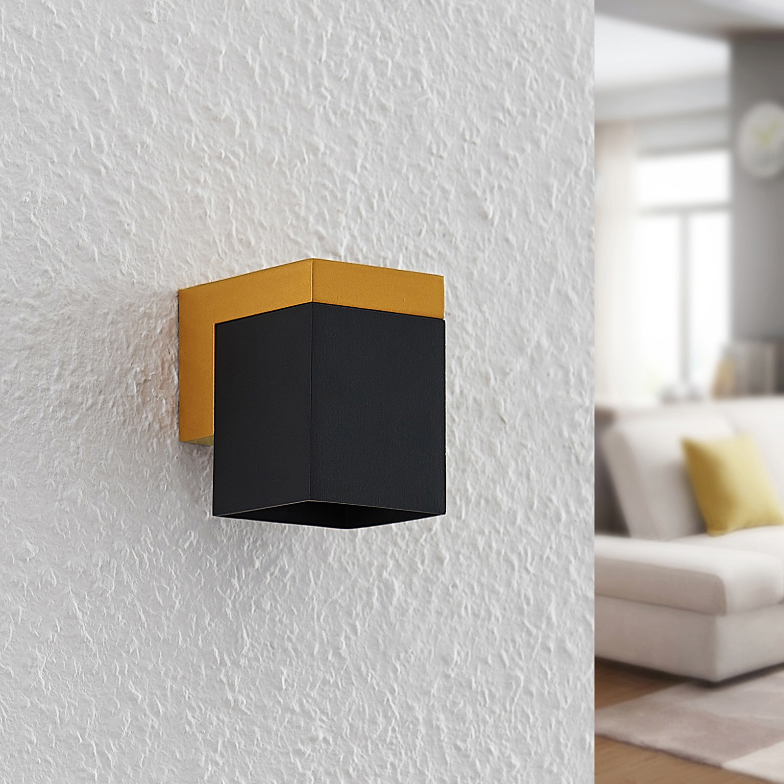 Arcchio Samsa wall light, 1-bulb, black, for Hallway, aluminium, GU10, 8 W, energy efficiency: A++, W: 5.4 cm, H: 7.5 cm