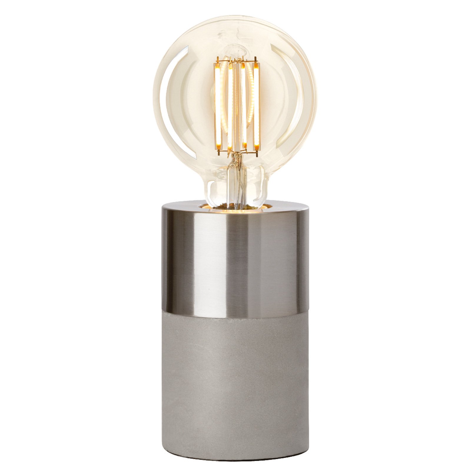 Villeroy & Boch Athens table lamp, chrome finish, for Living / Dining Room, concrete, metal, E27, 60 W, energy efficiency: A++, H: 14 cm