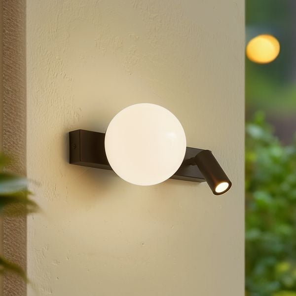Larcie LED-ulkoseinälamppu 35 cm, 2-lamppuinen, alumiini, anturi - Lindby - Parveke - Moderni - Monilamppuinen — Lindby
