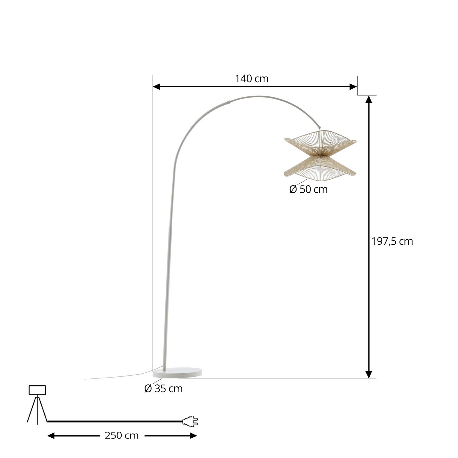 Lindby lampe à suspension Valdorin, beige, papier, hauteur 195 cm