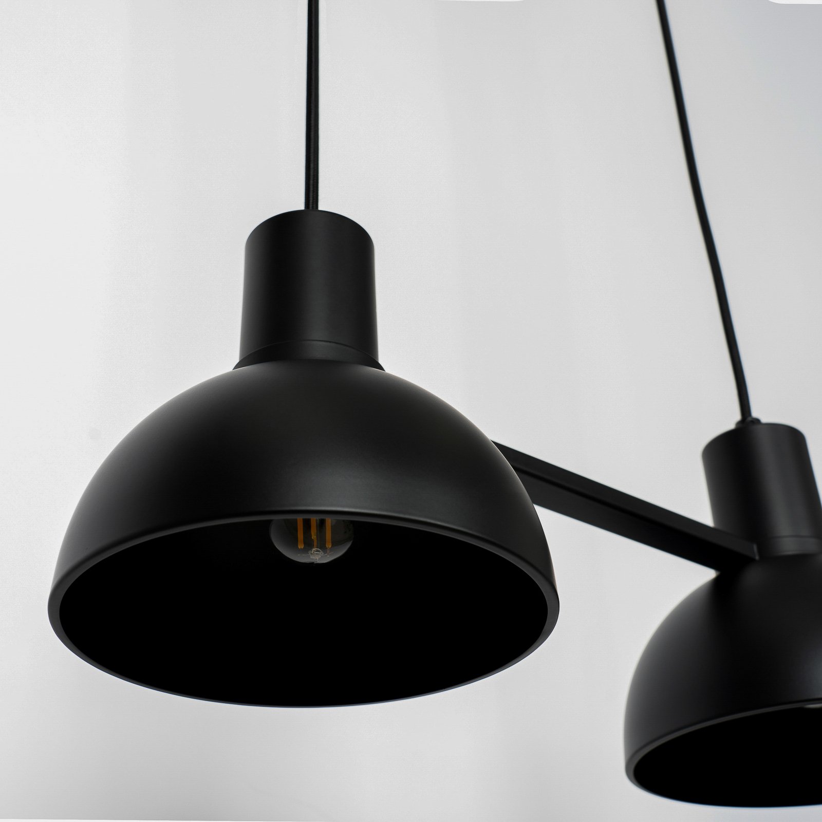 Lucande Mostrid suspension, noire, à deux lampes
