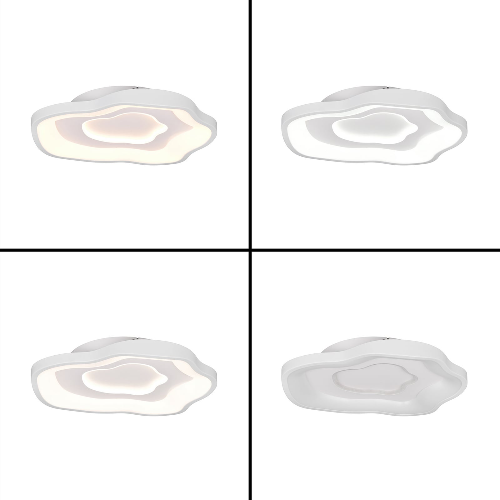 Plafoniera LED Nube, bianca, metallo, CCT, telecomando Plafoniera LED Nube, bianca, metallo, CCT, telecomando