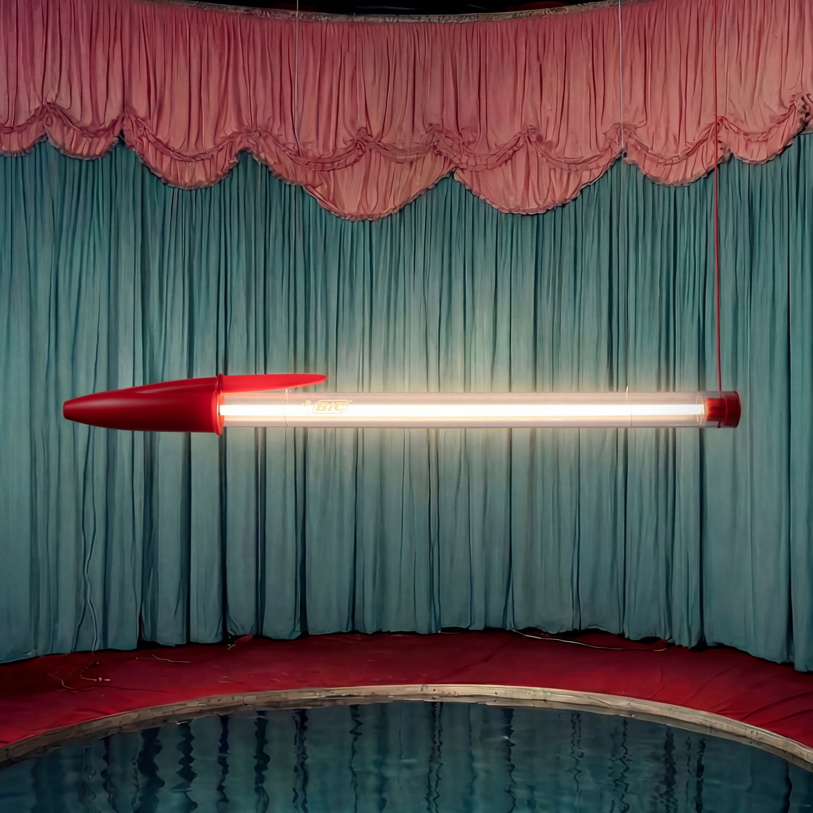 SELETTI LED hanglamp BIC, rood, lengte 173 cm