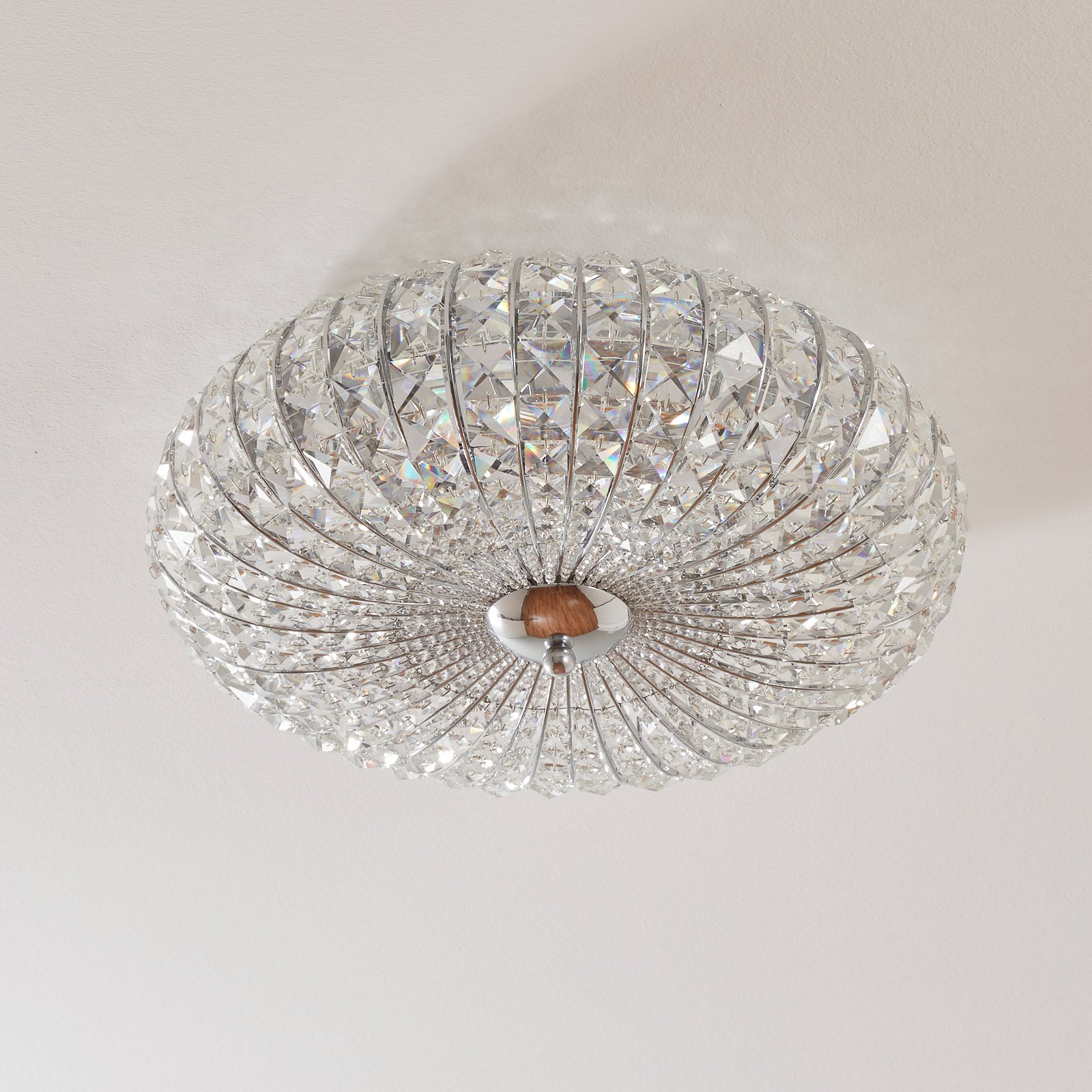 Broche ceiling light with crystals, Ø 49 cm