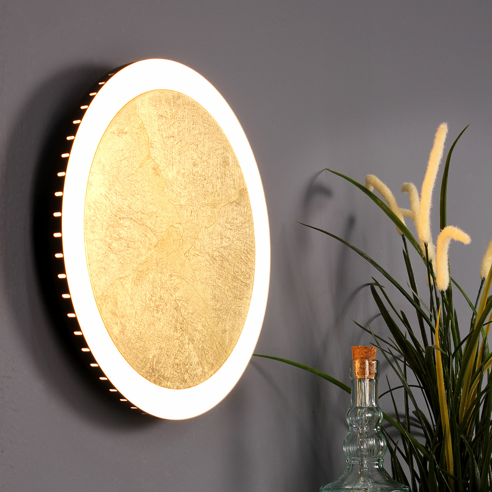 Moon LED-væglampe, Ø 30 cm, guld