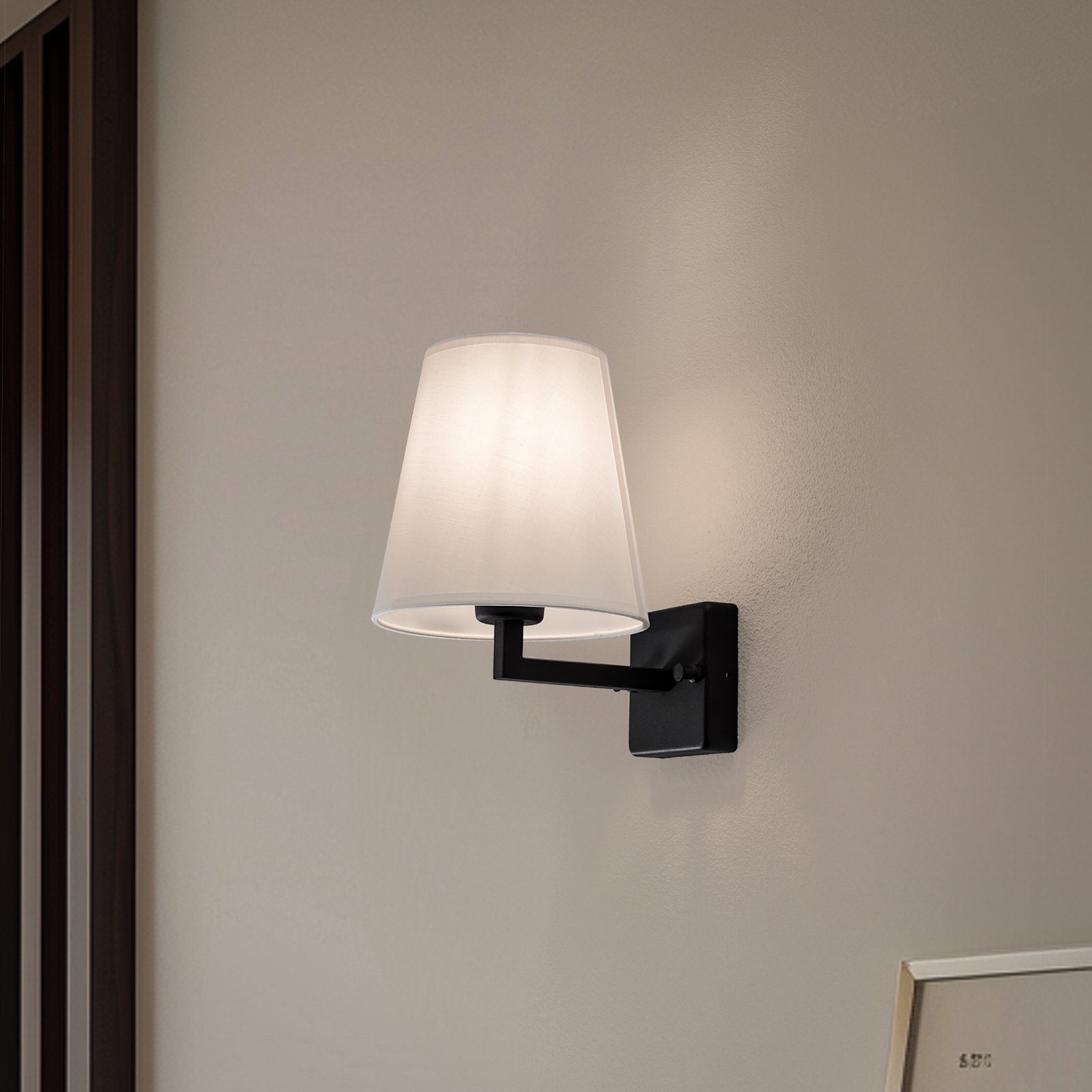 Profil 4659 wall lamp, blac,k white fabric