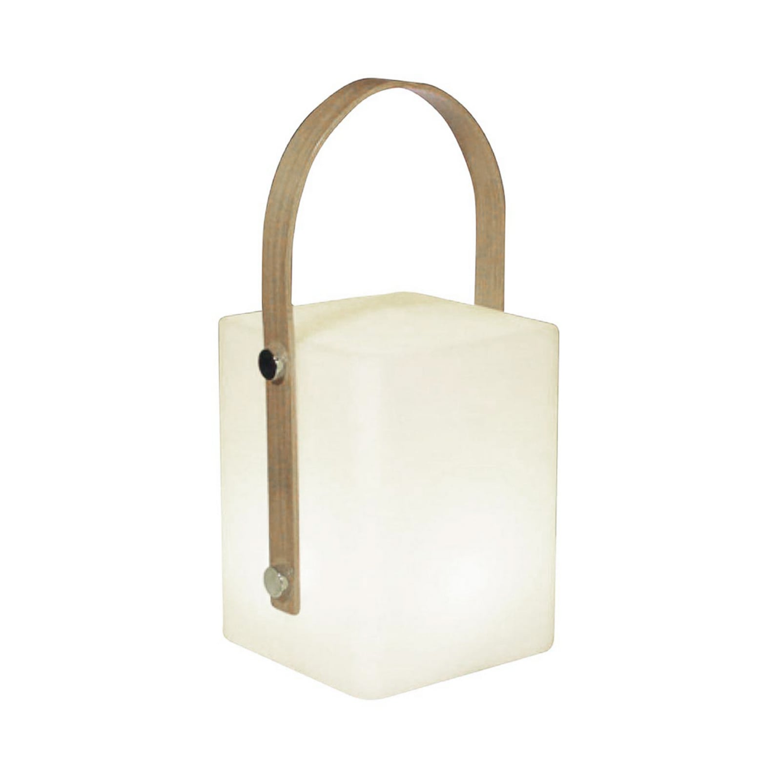 Lámpara de mesa LED recargable Tiky, blanca, altura 27 cm, bambú/plástico