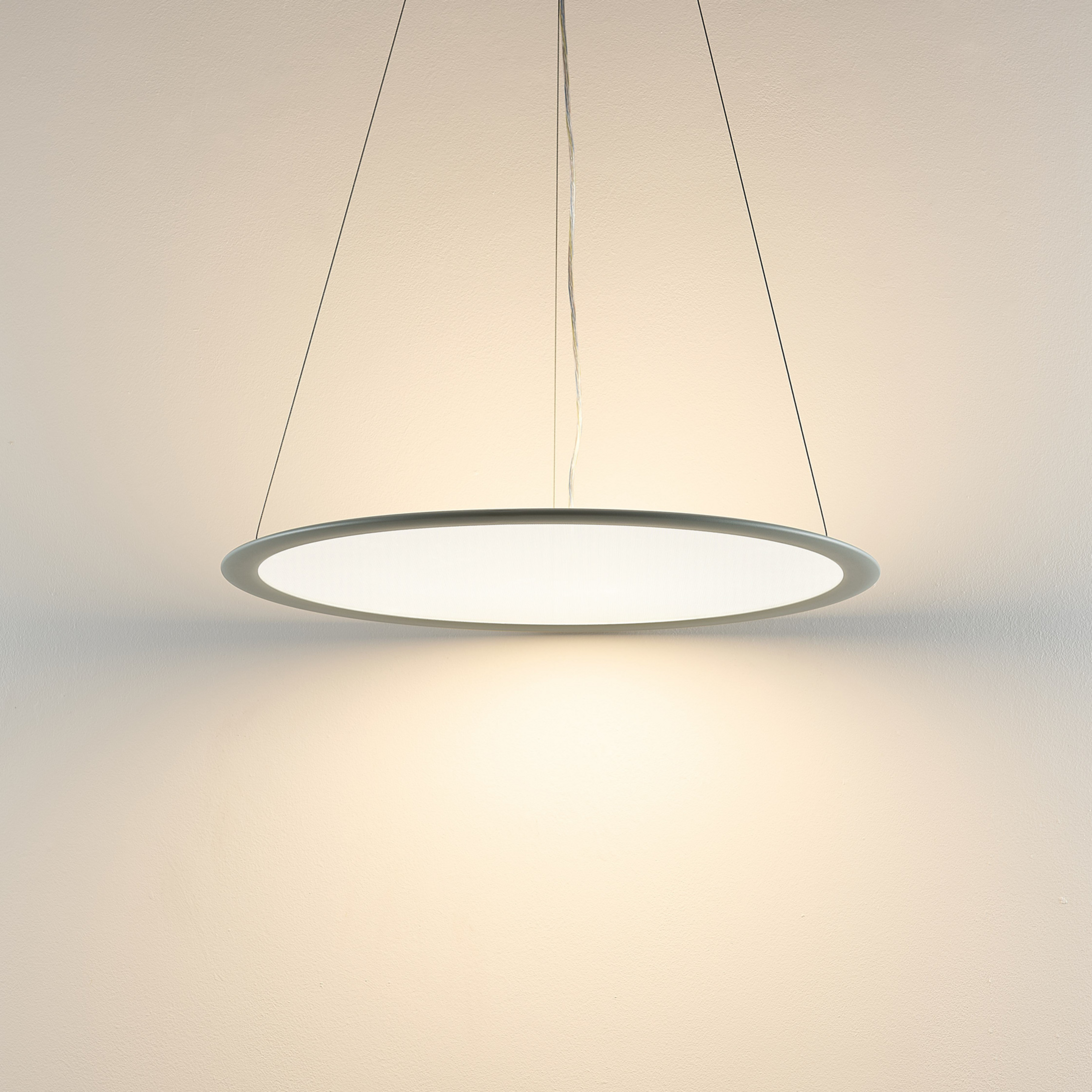 LED-hængelampe PANEL, grå, Ø 63 cm, metal, CCT, dæmpbar, 50 W