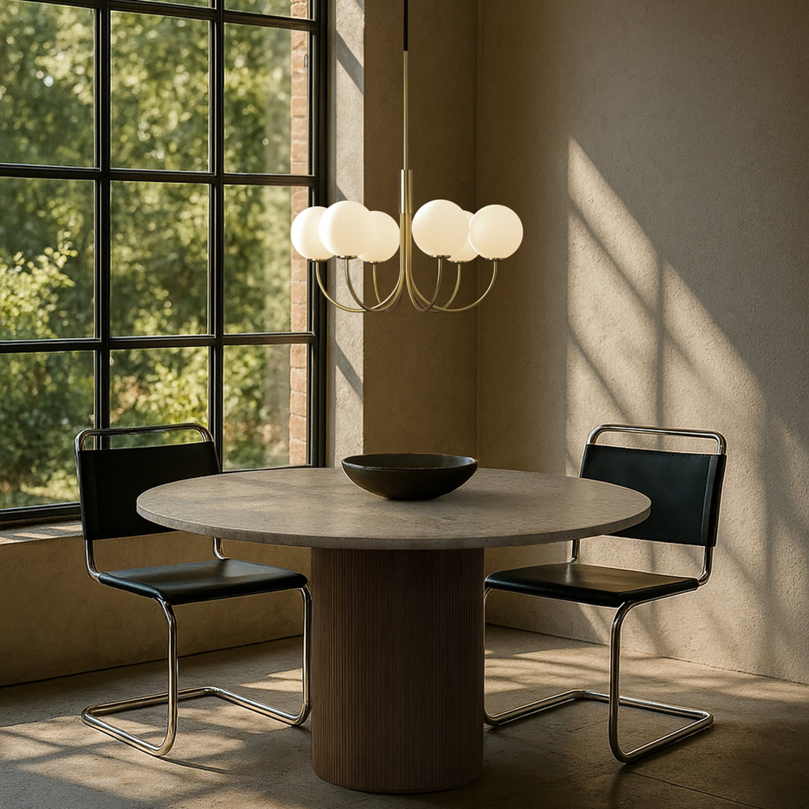 BALLON Kronleuchter, messingfarben, Ø 60 cm 6-flg. Herstal - Wohnzimmer - Design - Metall - Mehrflammig