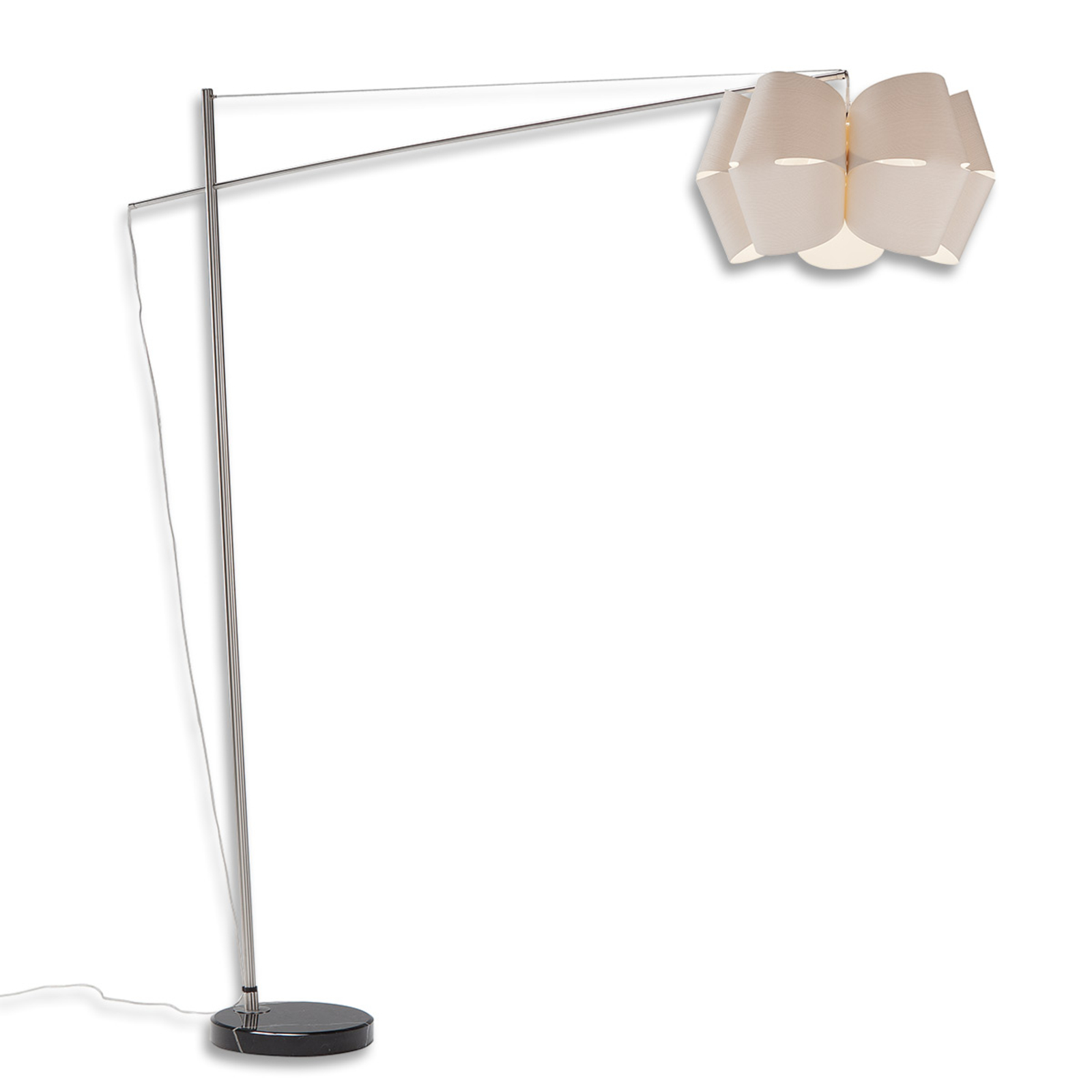 Artempo Italia Floor lamp Bridge in white larch wood, for Living / Dining Room, marble, steel, larch wood, E27, 60 W, energy efficiency: A++, H: 200 cm