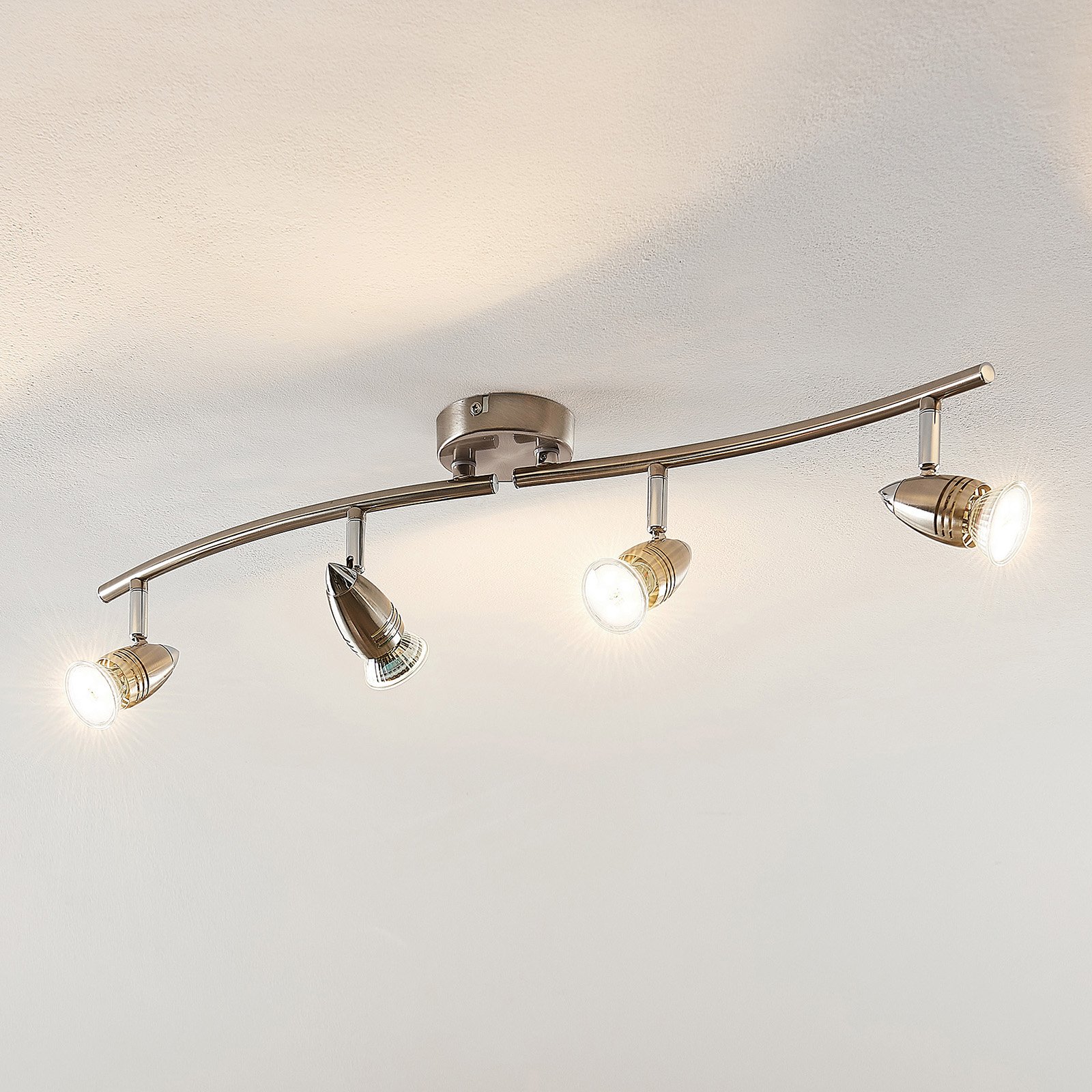 ELC Kalean LED ceiling spotlight, nickel, 4-bulb