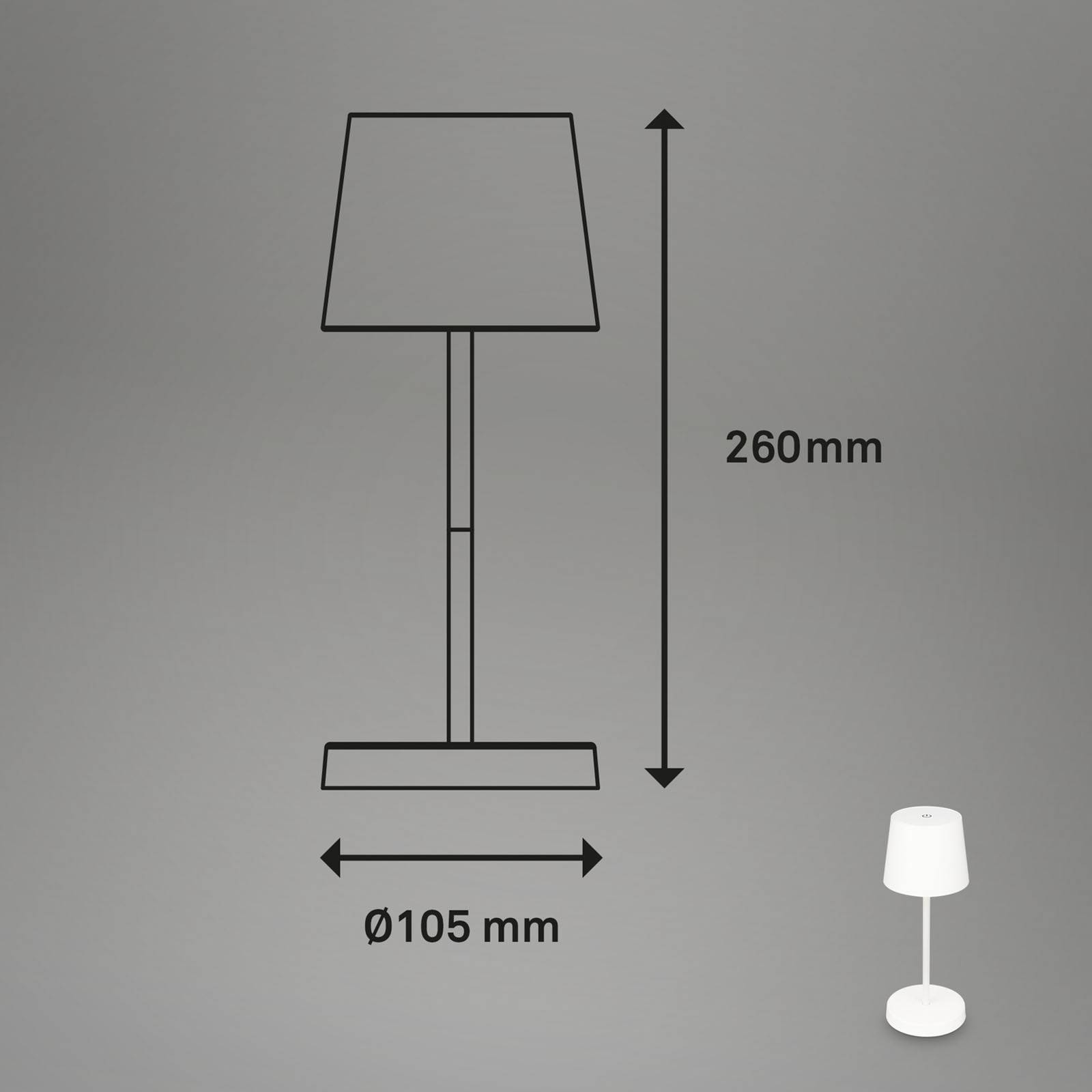 Briloner LED-bordlampe Piha med batteri hvit