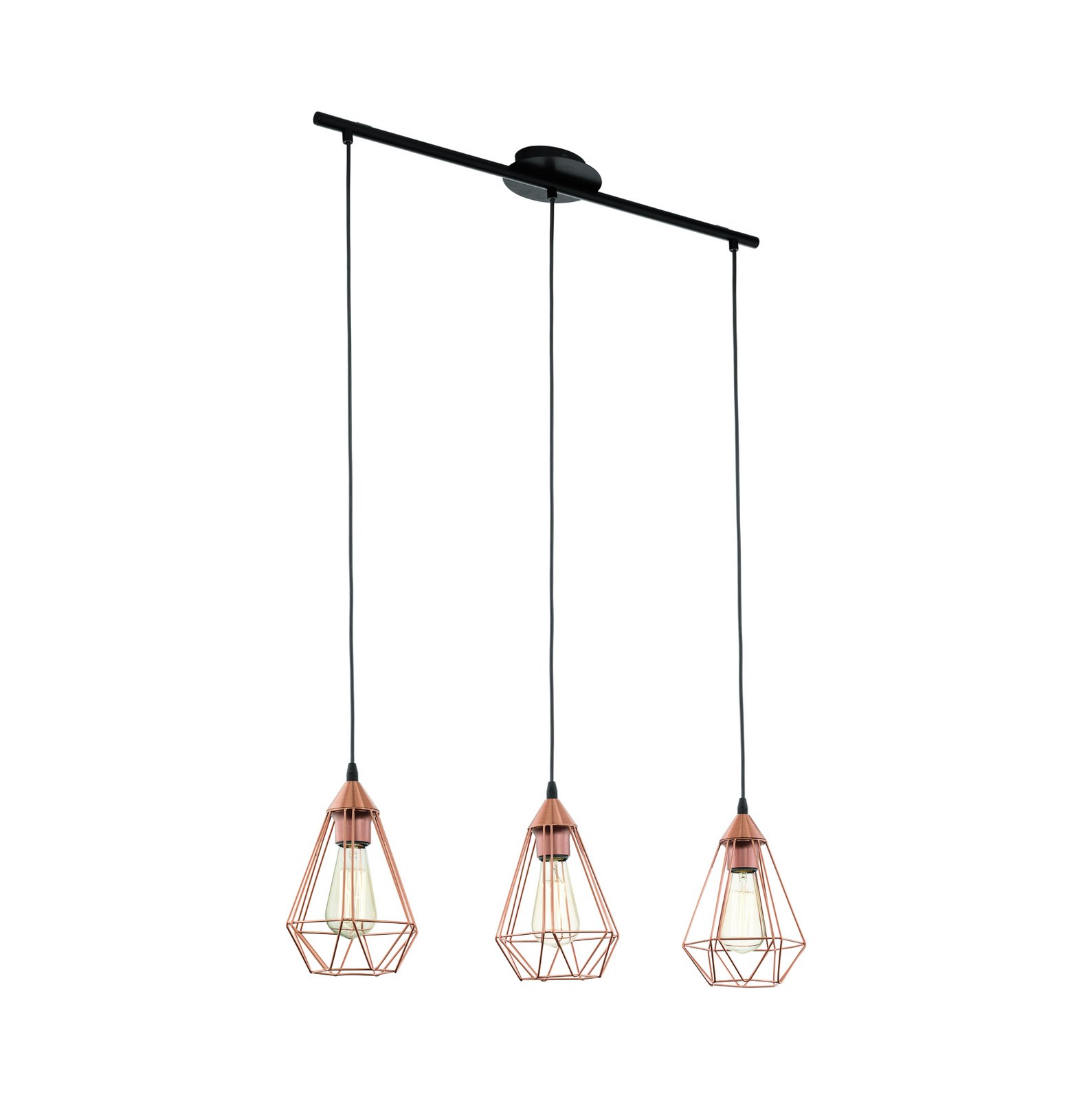 3-lamppuinen vintage-riippuvalaisin Tarbes, kupari 3-lamppuinen vintage-riippuvalaisin Tarbes, kupari