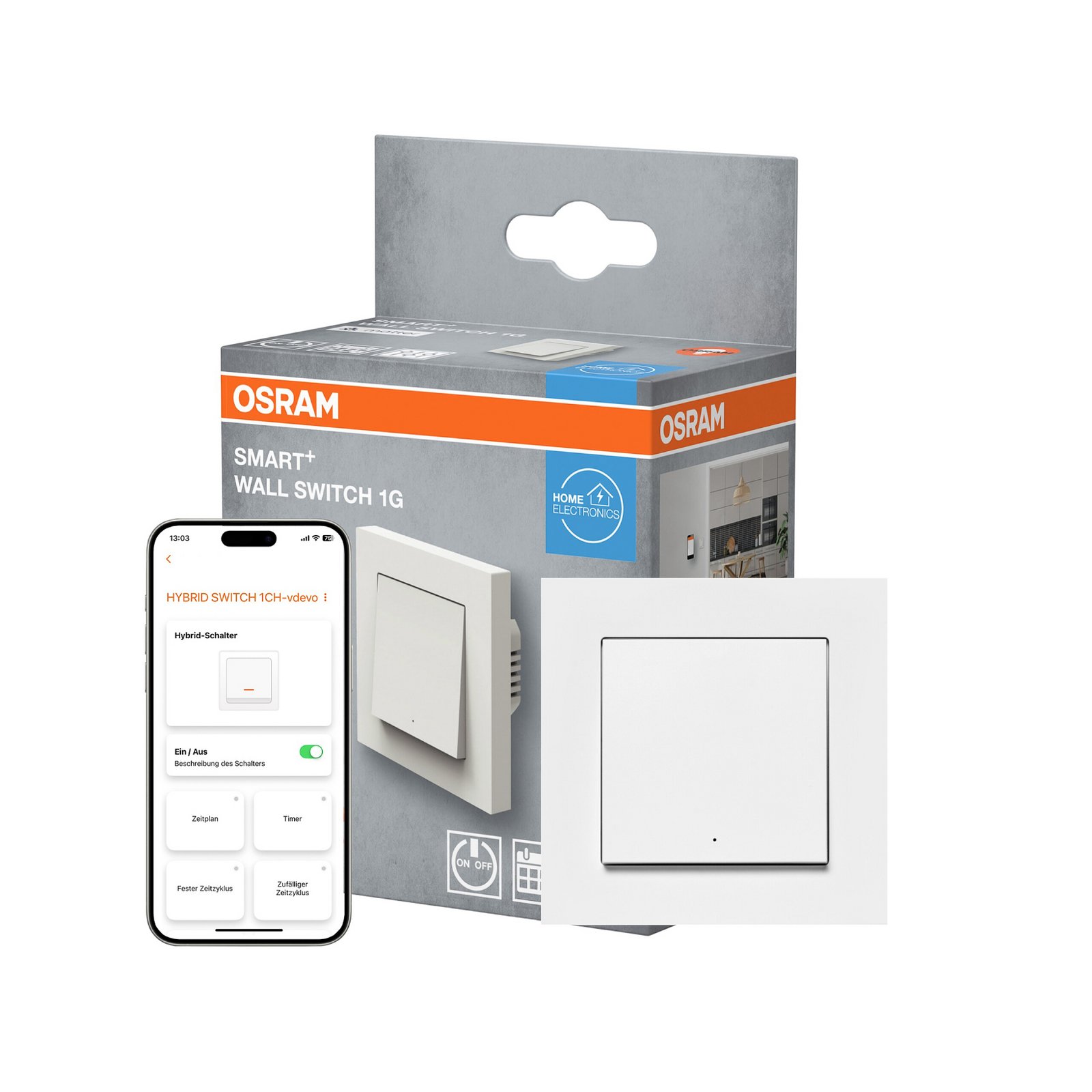 OSRAM SMART+ WiFi enkelt vægafbryder, 230 V, hvid, mat
