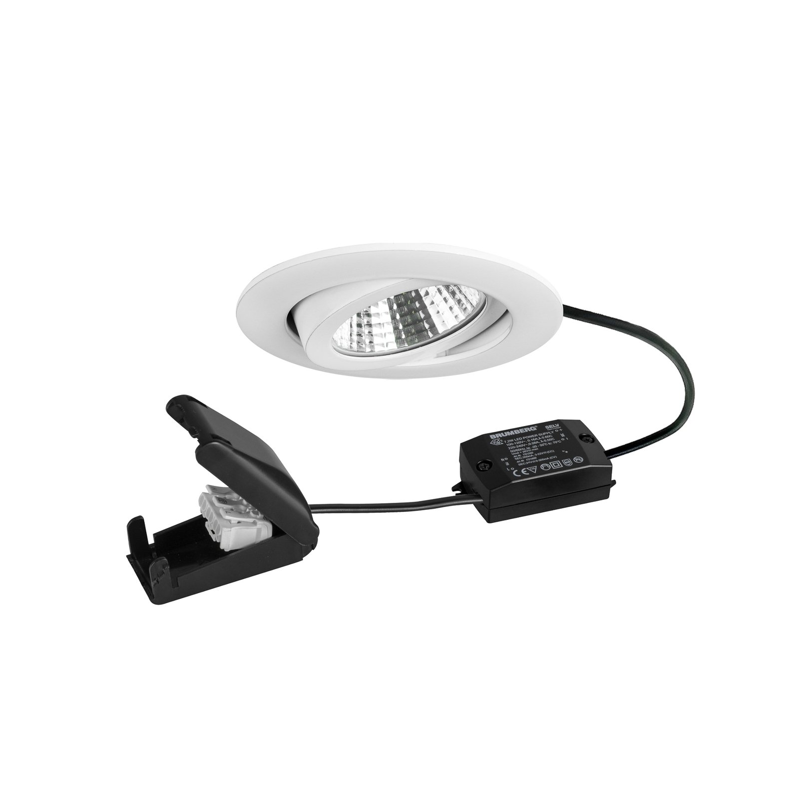 BRUMBERG BB03 LED recessed spotlight, on/off connection box white