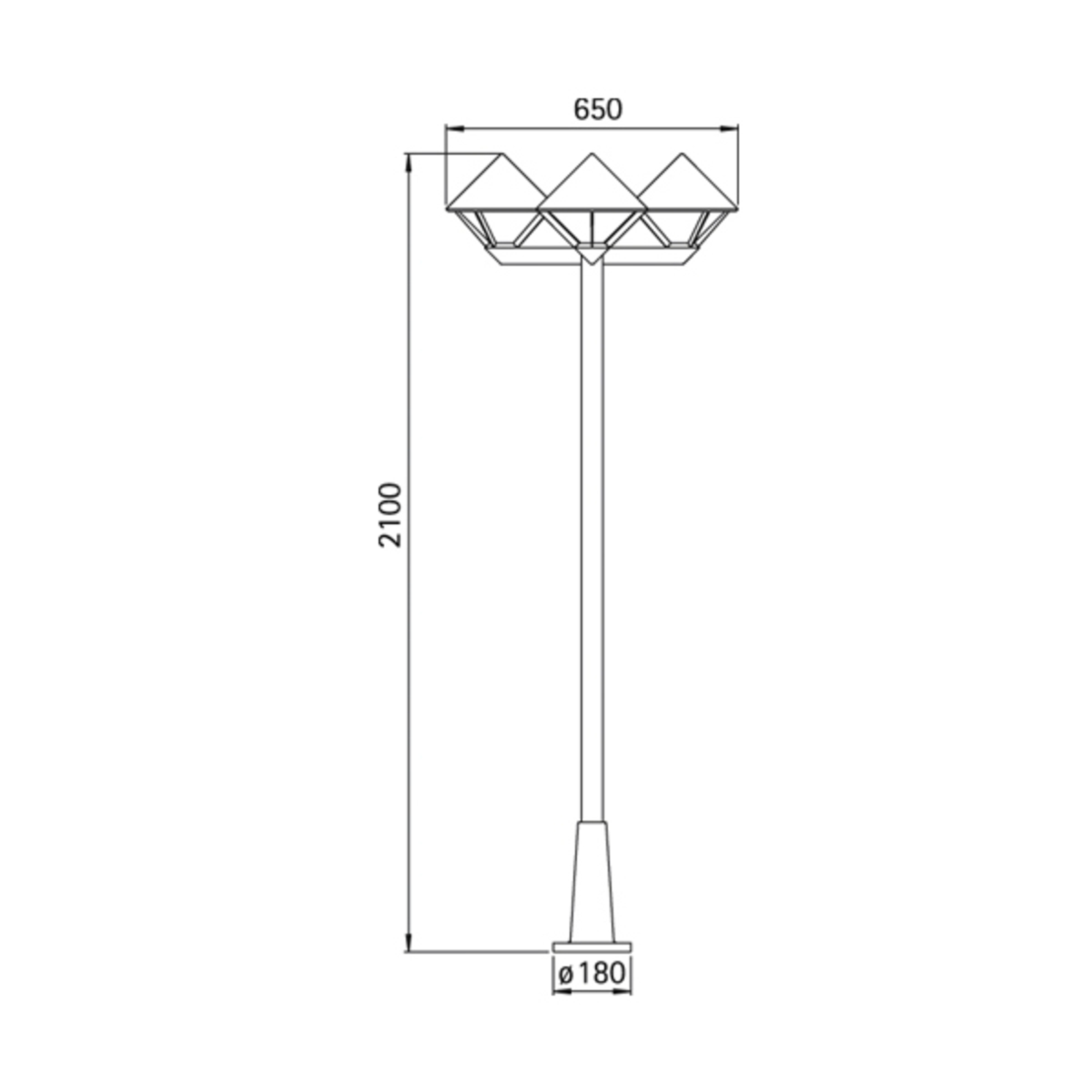 Modern lamp post 181, black, 3-bulb