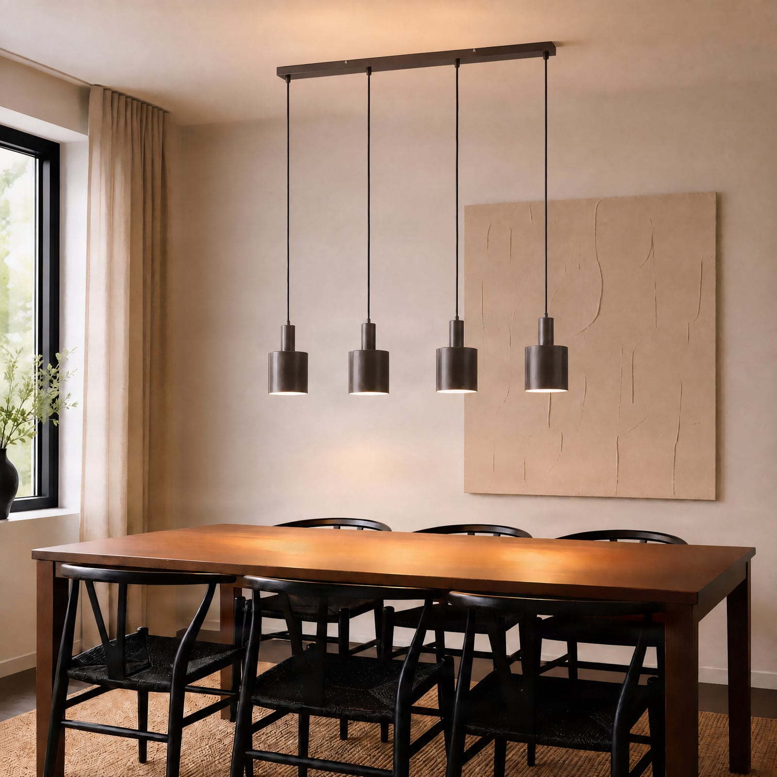 Żyrandol Ovelia, 4-punktowy, brązowy, metalowy, E27 – Lindby