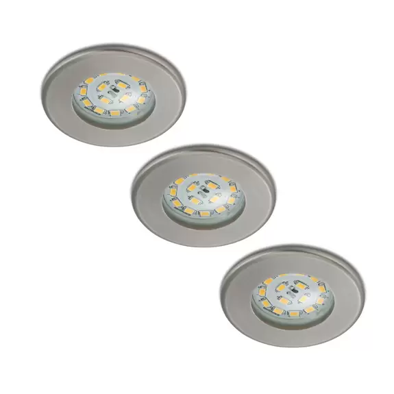 Lampenwelt 3er Set LED-Einbaustrahler Nikas IP44 nickel