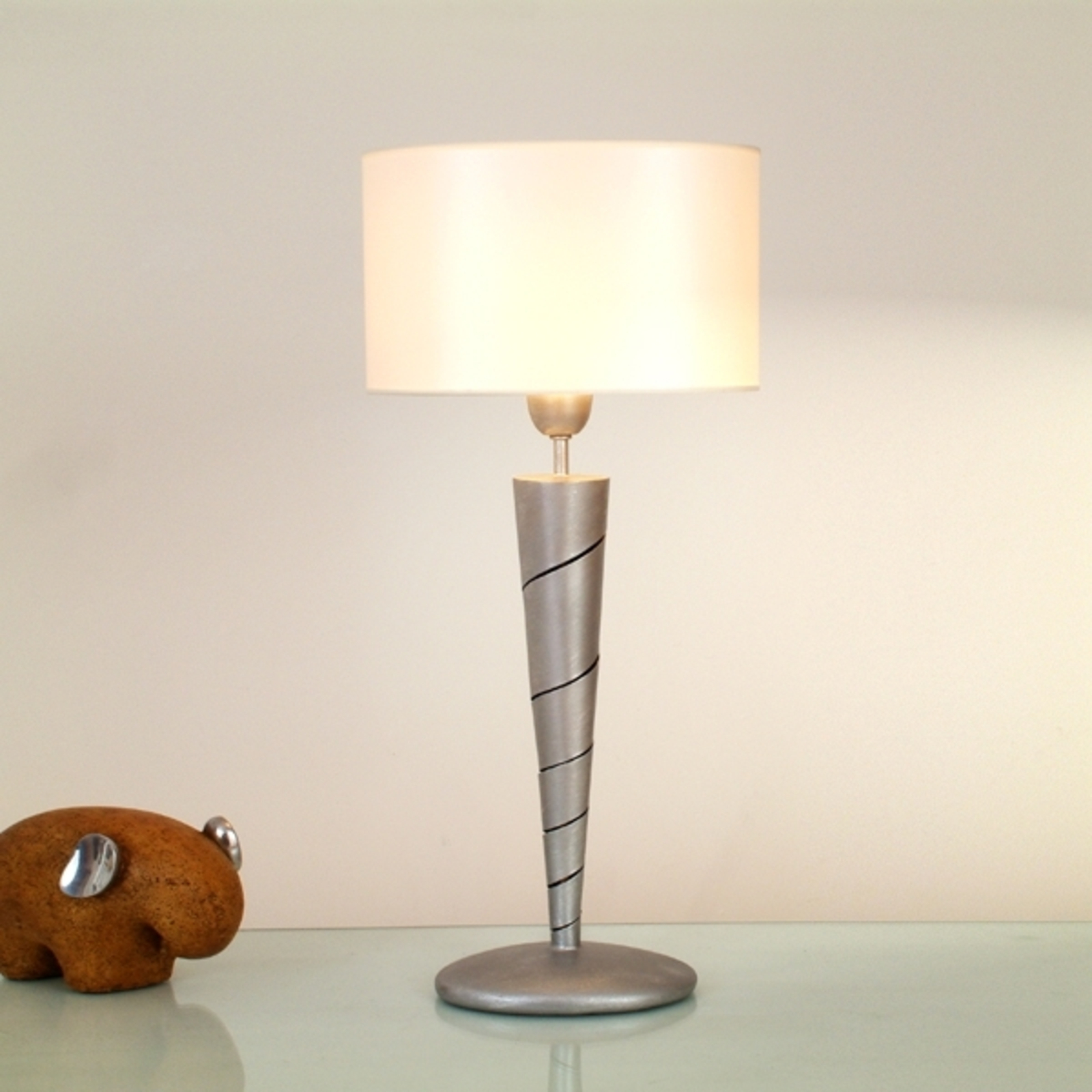 J. Holländer Noble table lamp INNOVAZIONE made of iron - silver, for Living / Dining Room, Metal, E27, 60 W, energy efficiency: A++, W: 26 cm, H: 60 cm