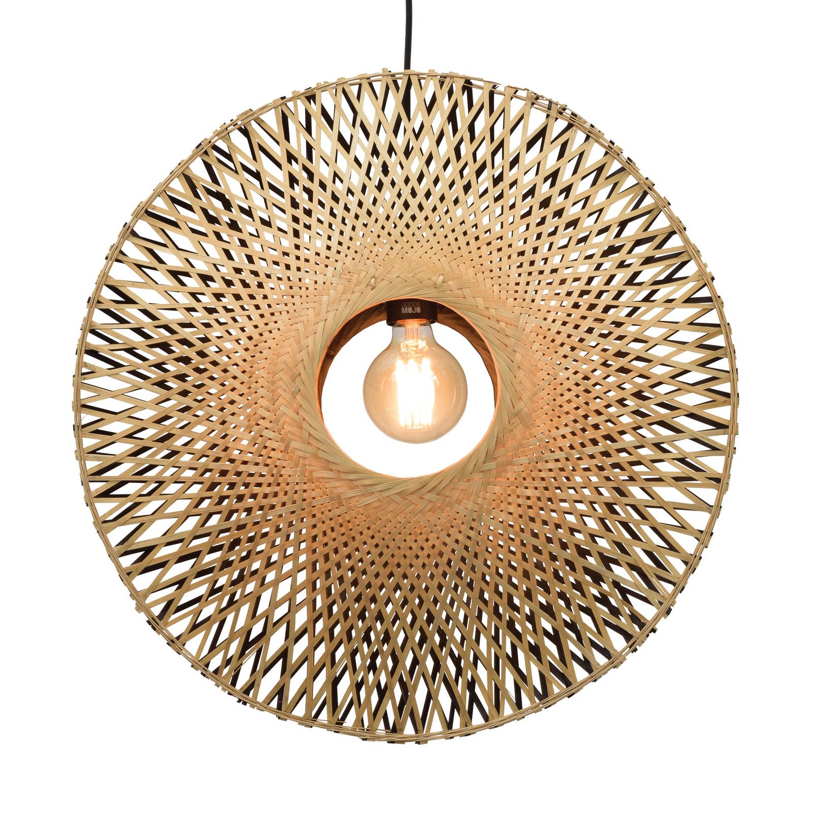 Good & Mojo Kalimantan-riippuvalo pystysuora Ø60cm - design riippuvalaisin - lamppu Olohuoneen/ruokailutila luonnollinen, musta