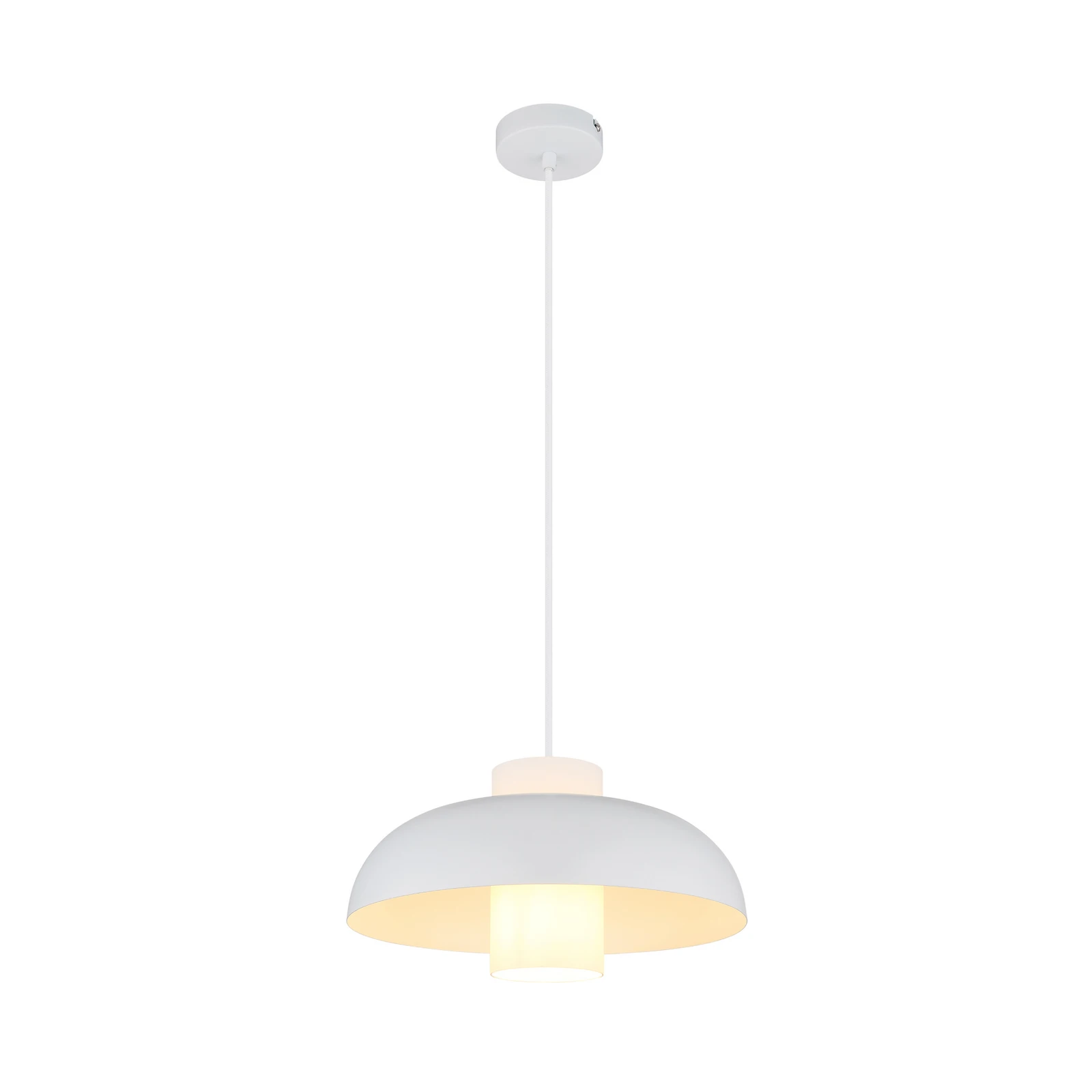 Pendellampe Lowe, weiß matt, Ø 38 cm, Metall