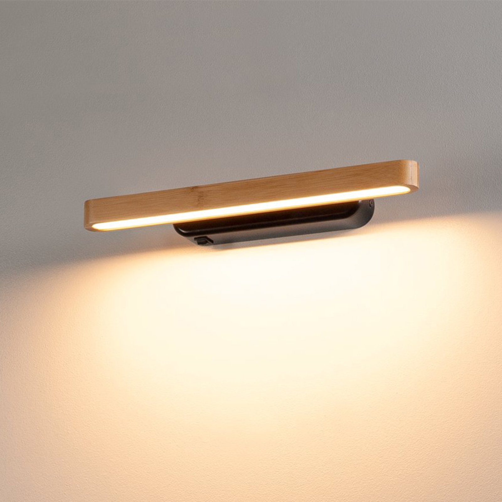 SLV Vincelli D LED wall light depth 10.4 cm, for Living / Dining Room, steel, bamboo, 11 W, energy efficiency: A+, W: 40 cm, H: 4.8 cm