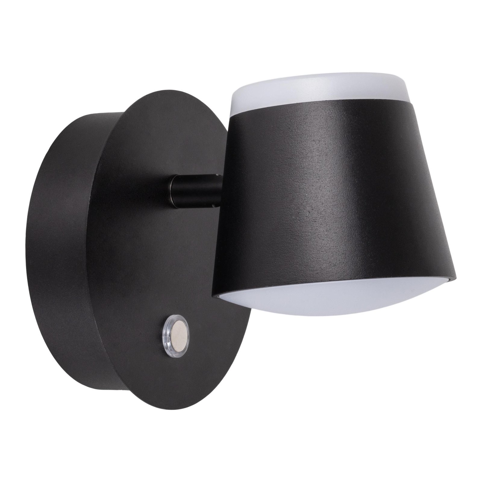 LED wandlamp Tondo accu, magnetisch, zwart