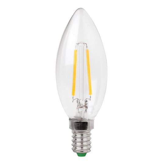 Ampoule bougie LED E14 3W filament clair, blanc chaud