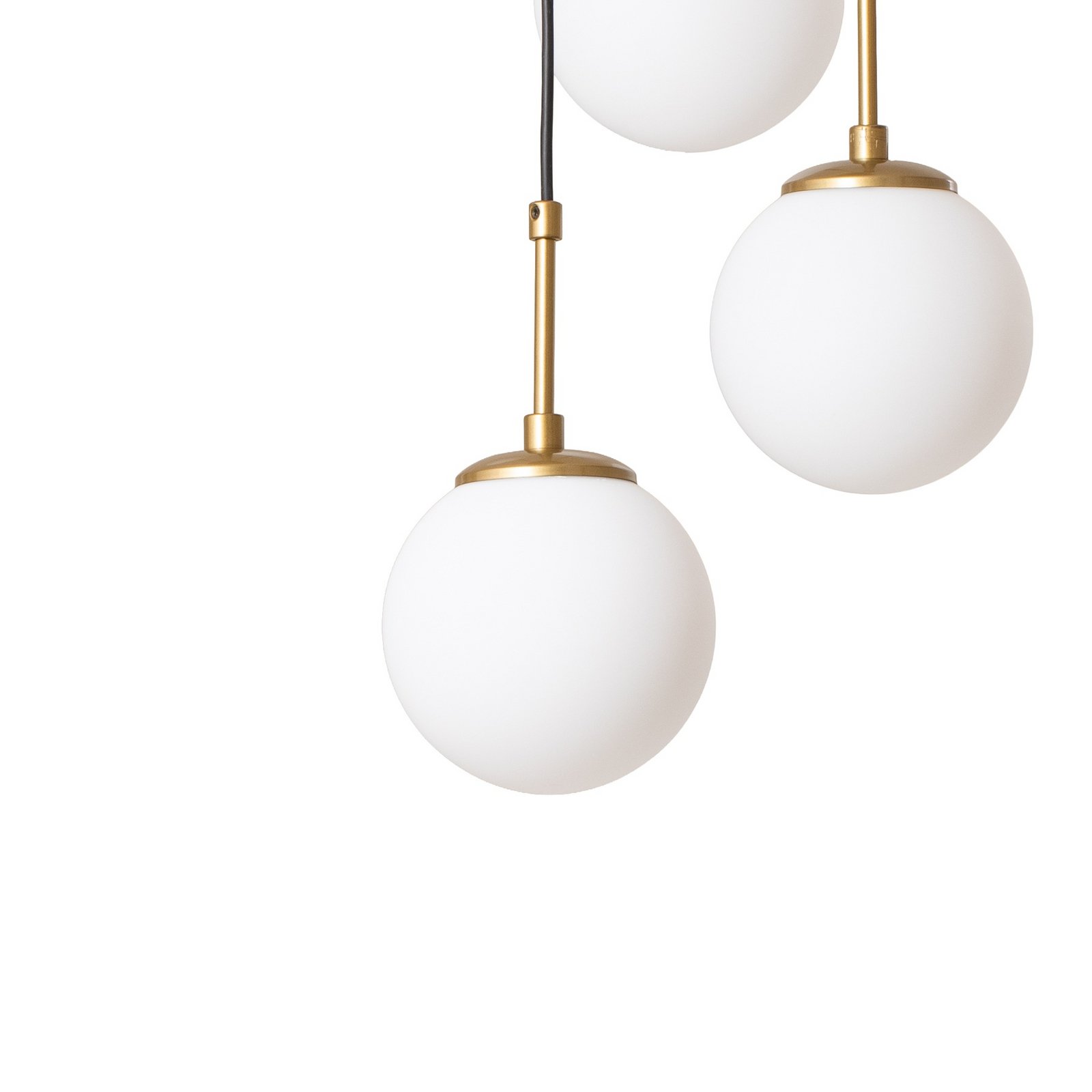 Suspension Orbital, blanc/doré, à 5 lampes, verre, métal, E14