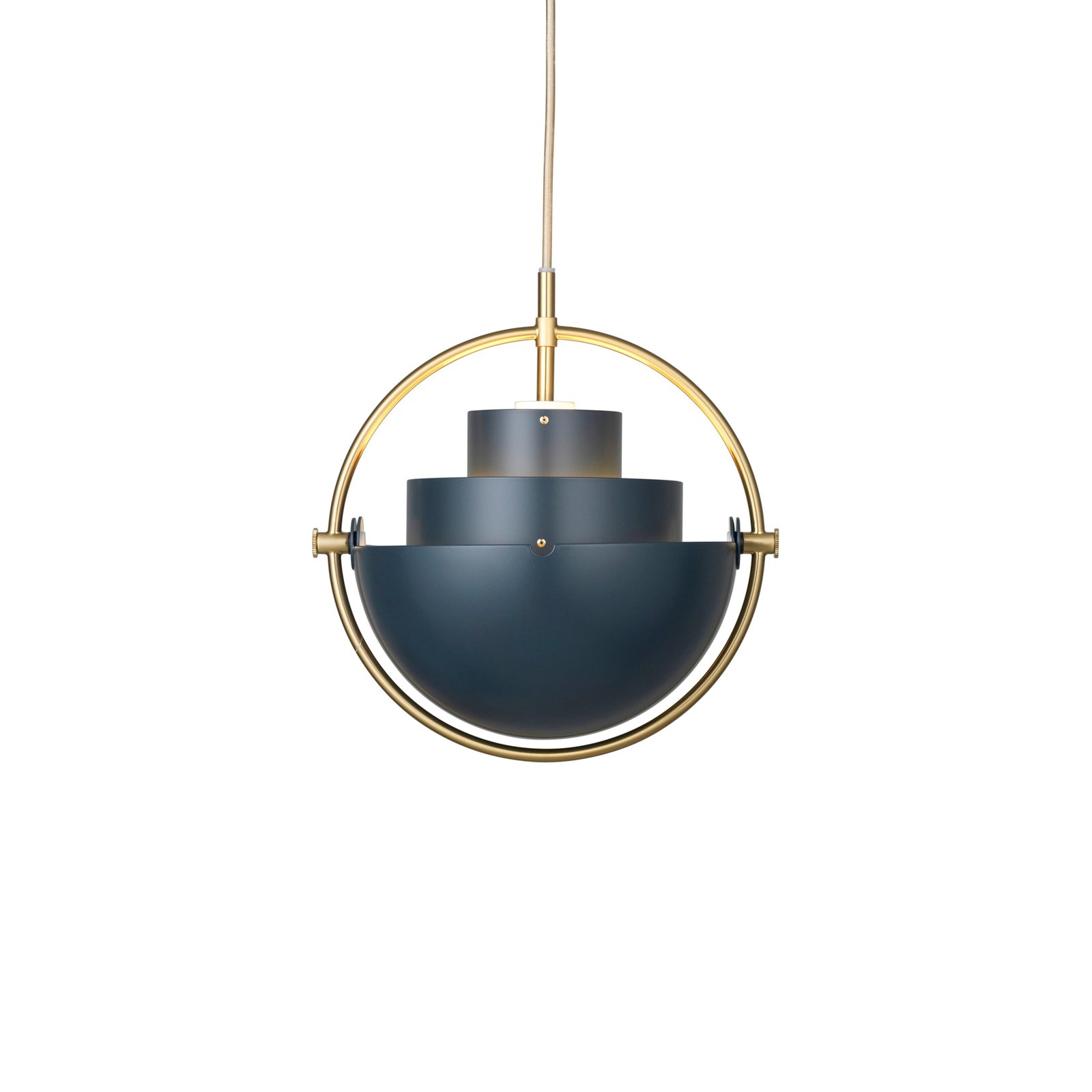 GUBI Multi-Lite pendant light, Ø 27 cm, brass/dark blue