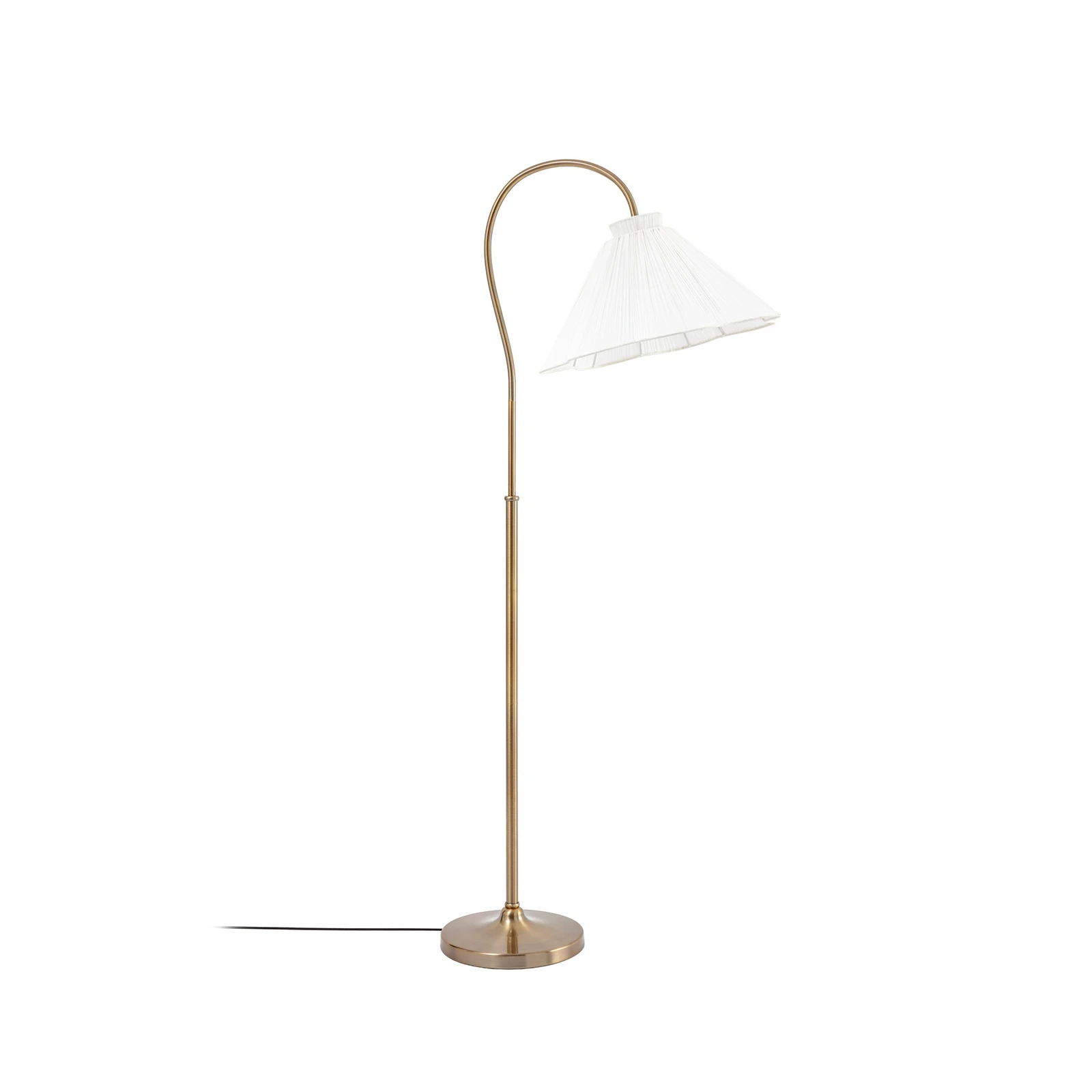 Lucande stāvlampa „Lisbeth“, augstums 162 cm, balta/messinga krāsā, E27